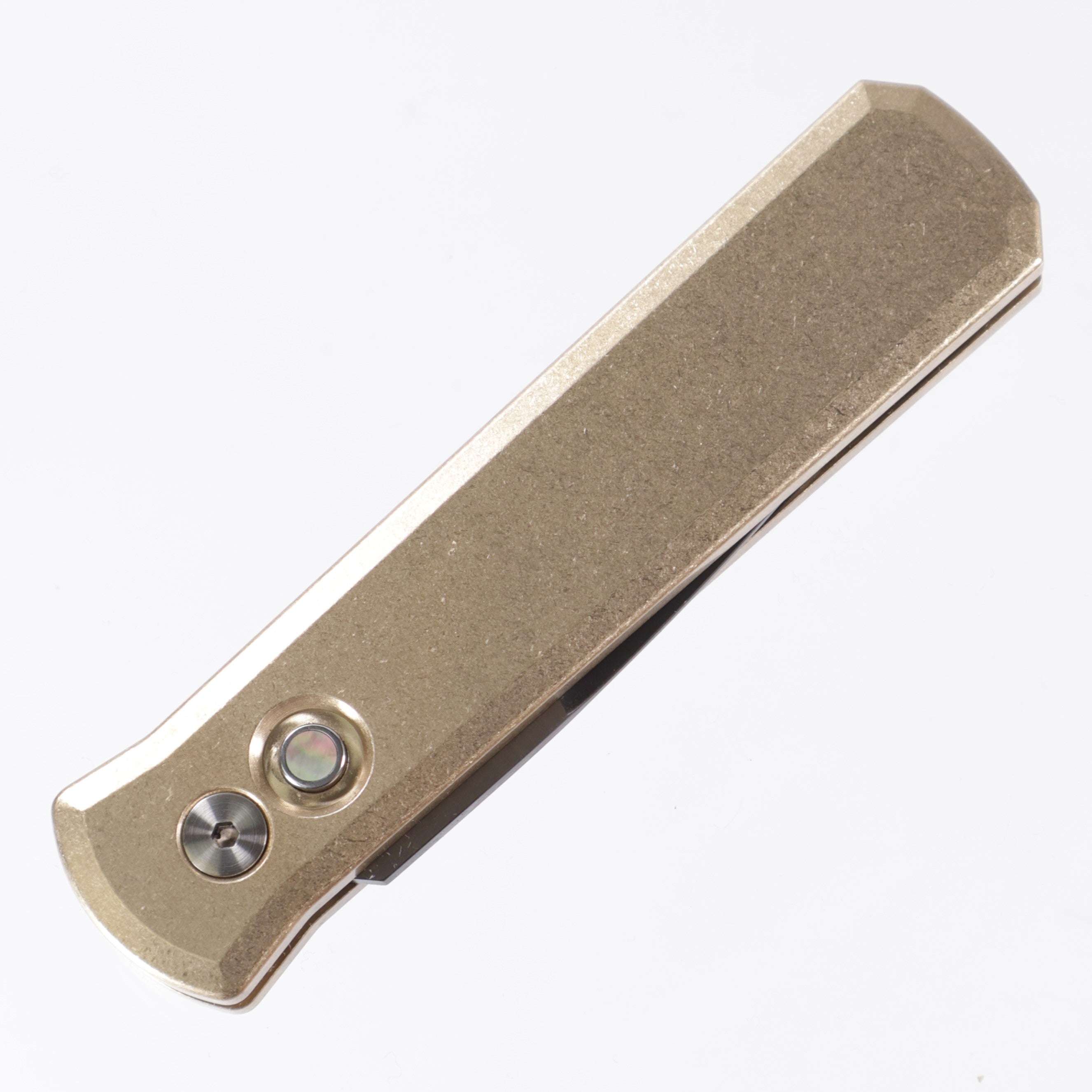 Pro-Tech Godson Custom - AlBronze Handle w/ Mother of Pearl Button - Two-Tone DLC 154CM - 7111 Custom