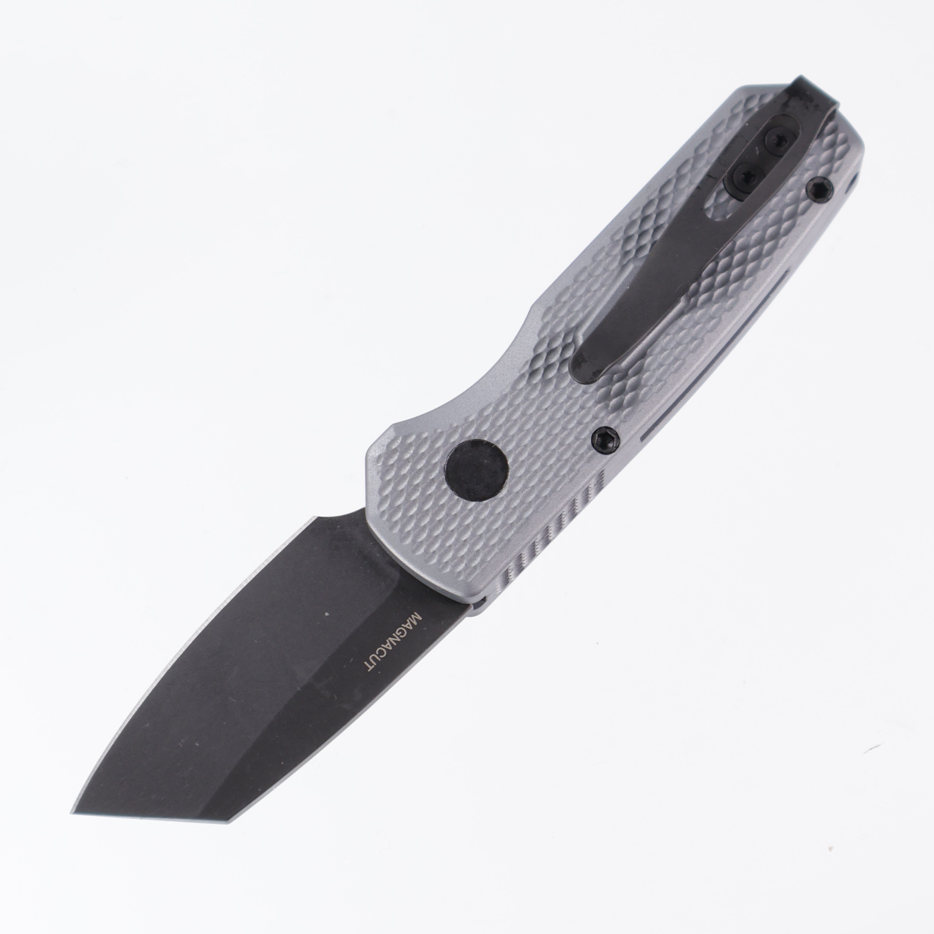 Pro-Tech Runt 5 - Grey Textured Aluminum - DLC Magnacut Reverse Tanto - R5406-GREY