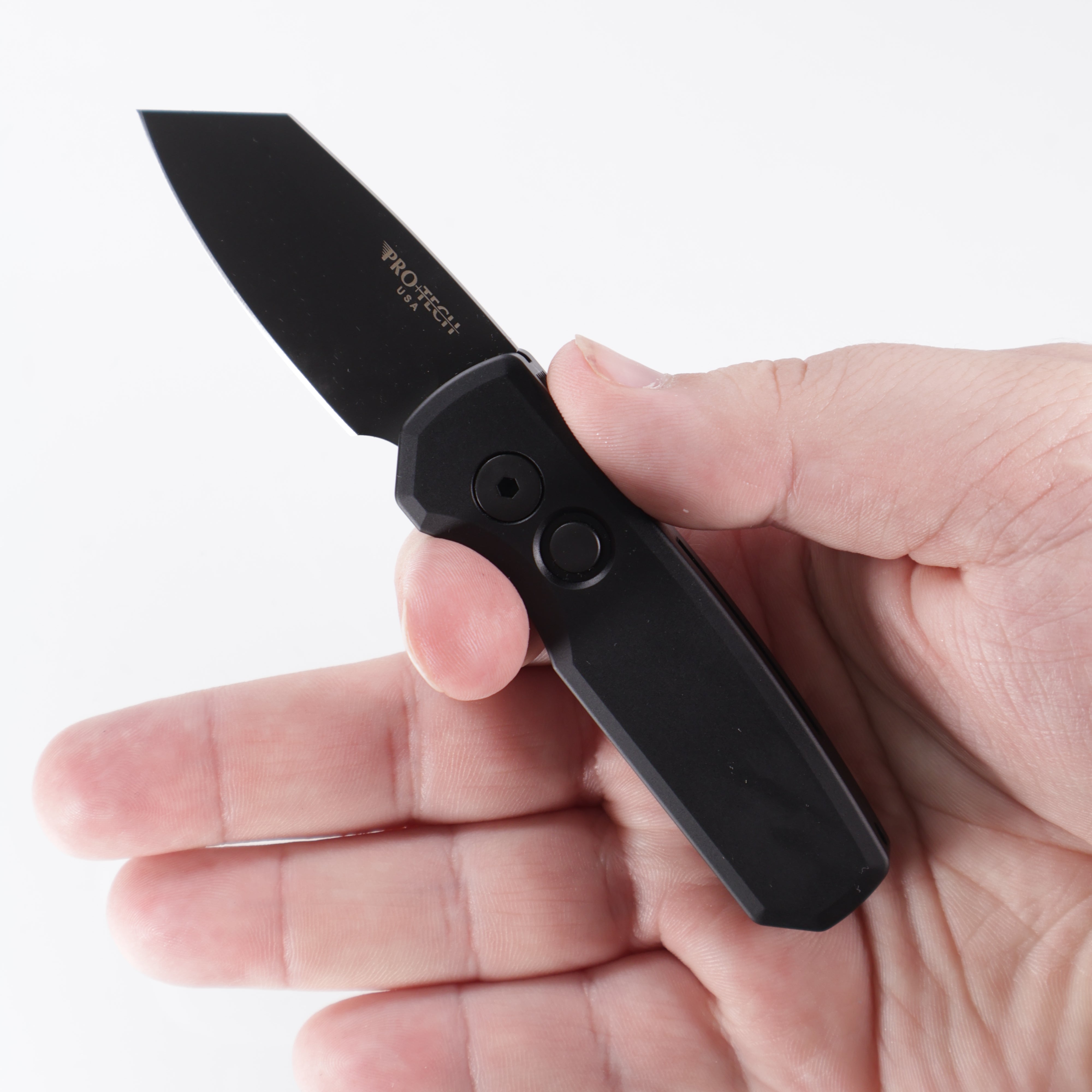 Protech Runt 5 Reverse Tanto R5403 - Black Handle - DLC Magnacut