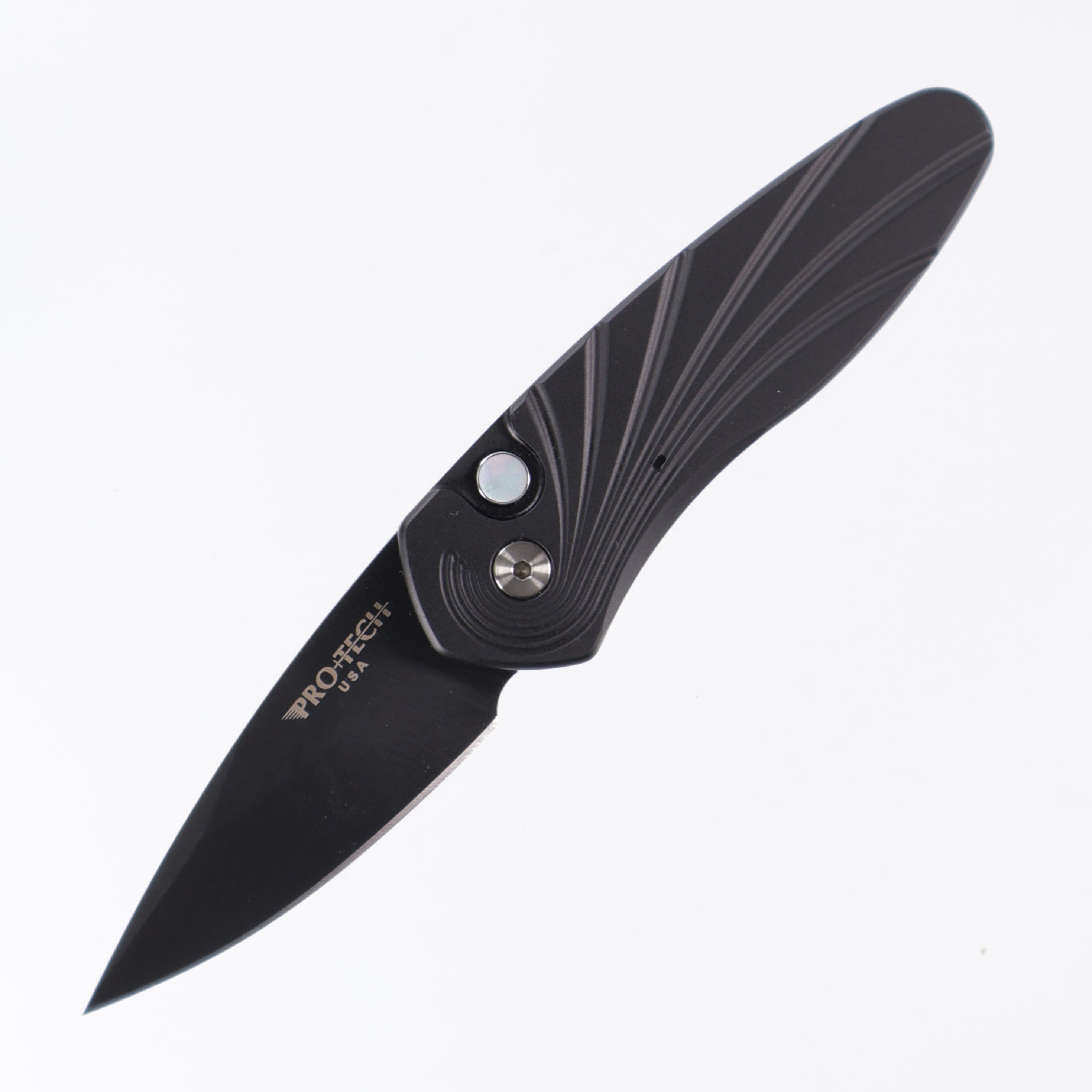 Pro-Tech Sprint - Black Aluminum w/ 3D Wave Milling & Mother of Pearl Button - DLC Magnacut - 2937