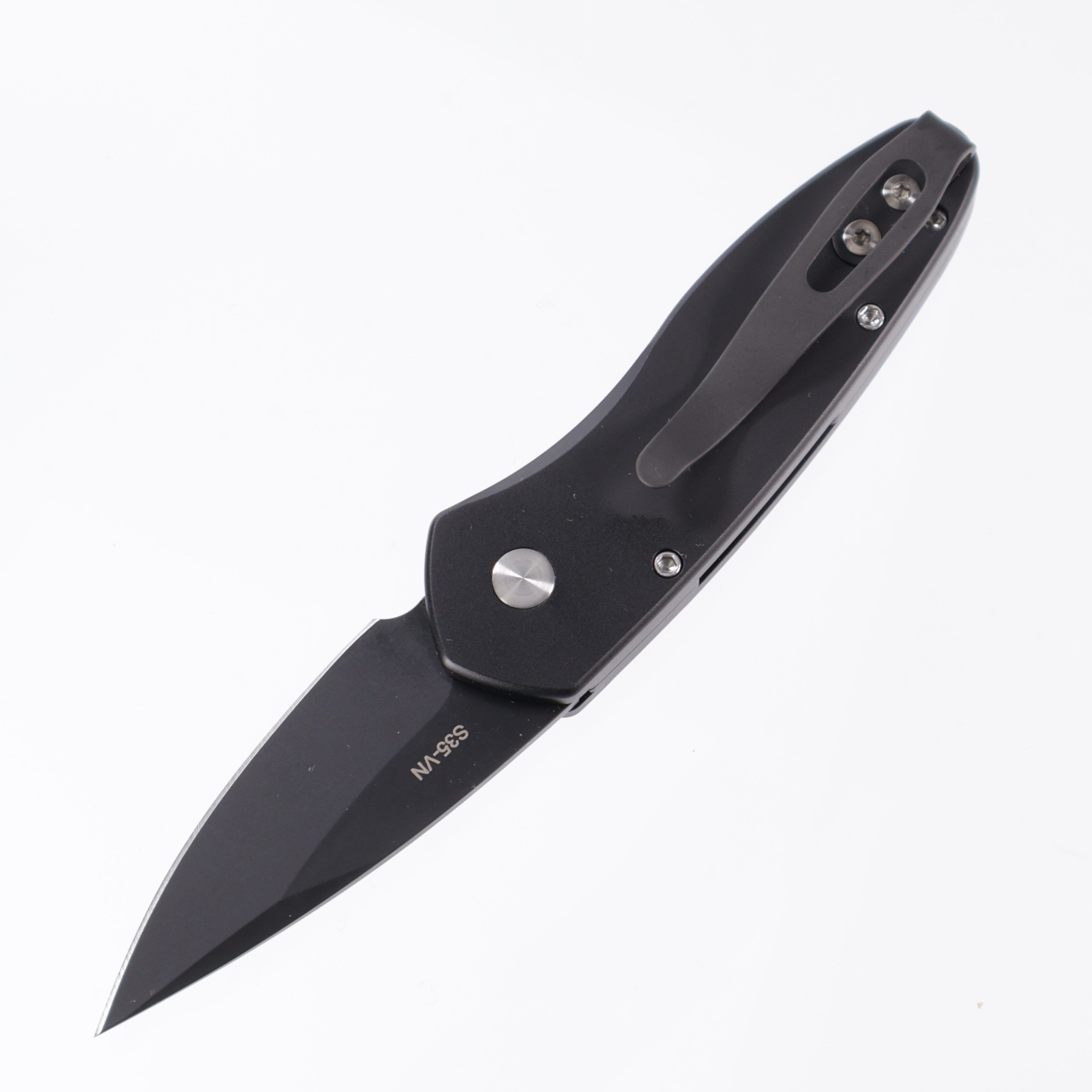Pro-Tech Sprint - Black Aluminum w/ 3D Wave Milling & Mother of Pearl Button - DLC Magnacut - 2937