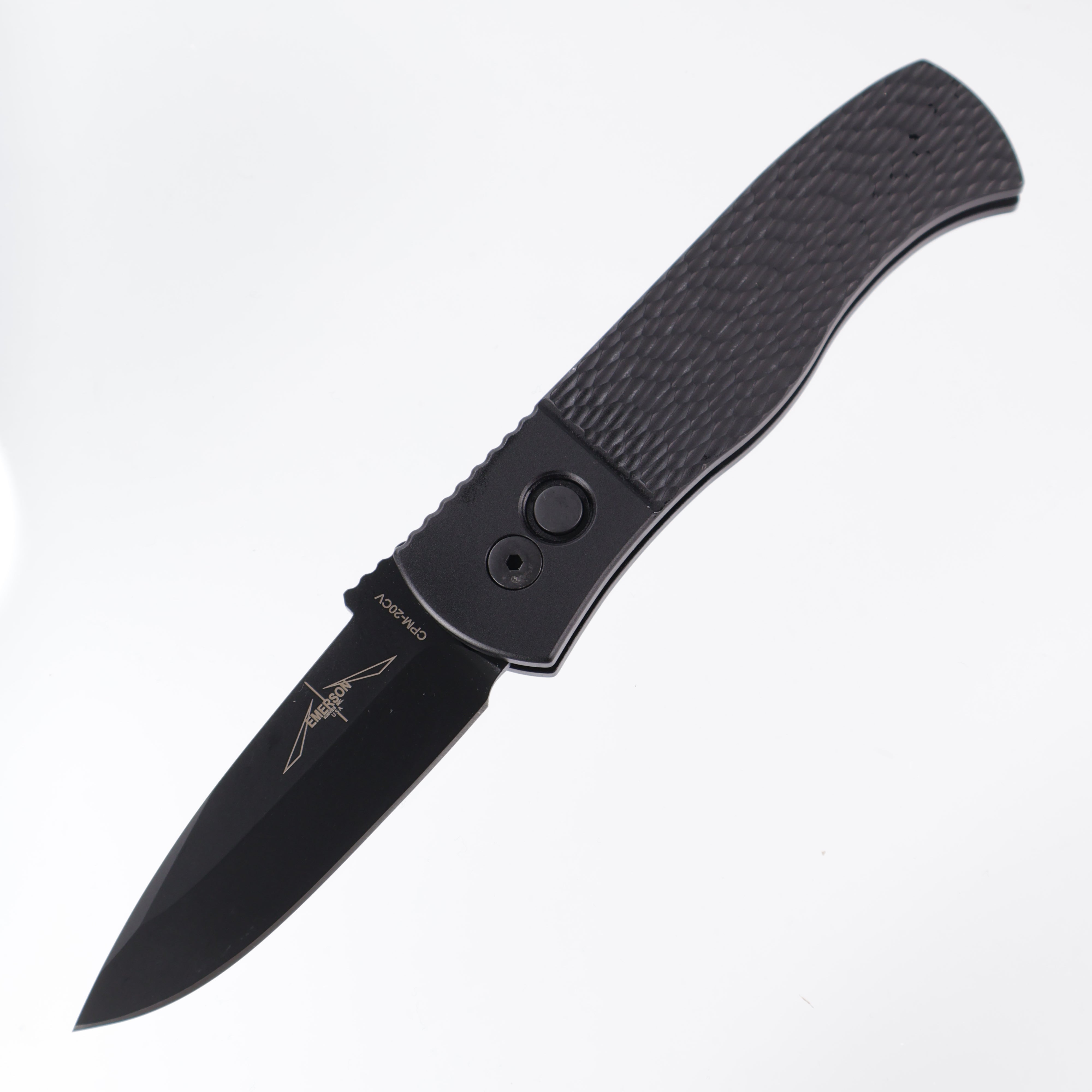 Protech Emerson CQC7 Spear Point E7A06-20CV - Black Handle w/ Jigged Texture - DLC 20CV
