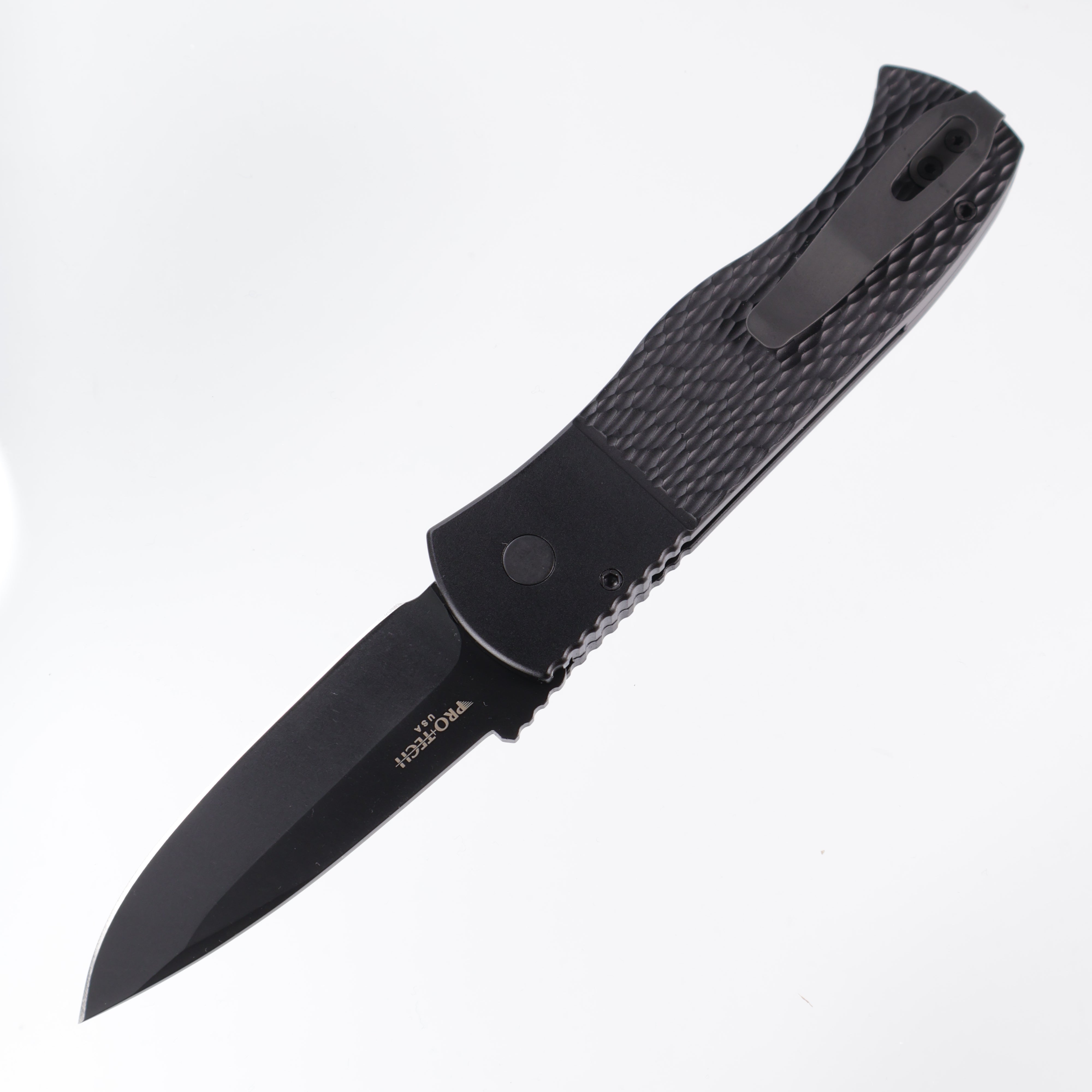 Protech Emerson CQC7 Spear Point E7A06-20CV - Black Handle w/ Jigged Texture - DLC 20CV