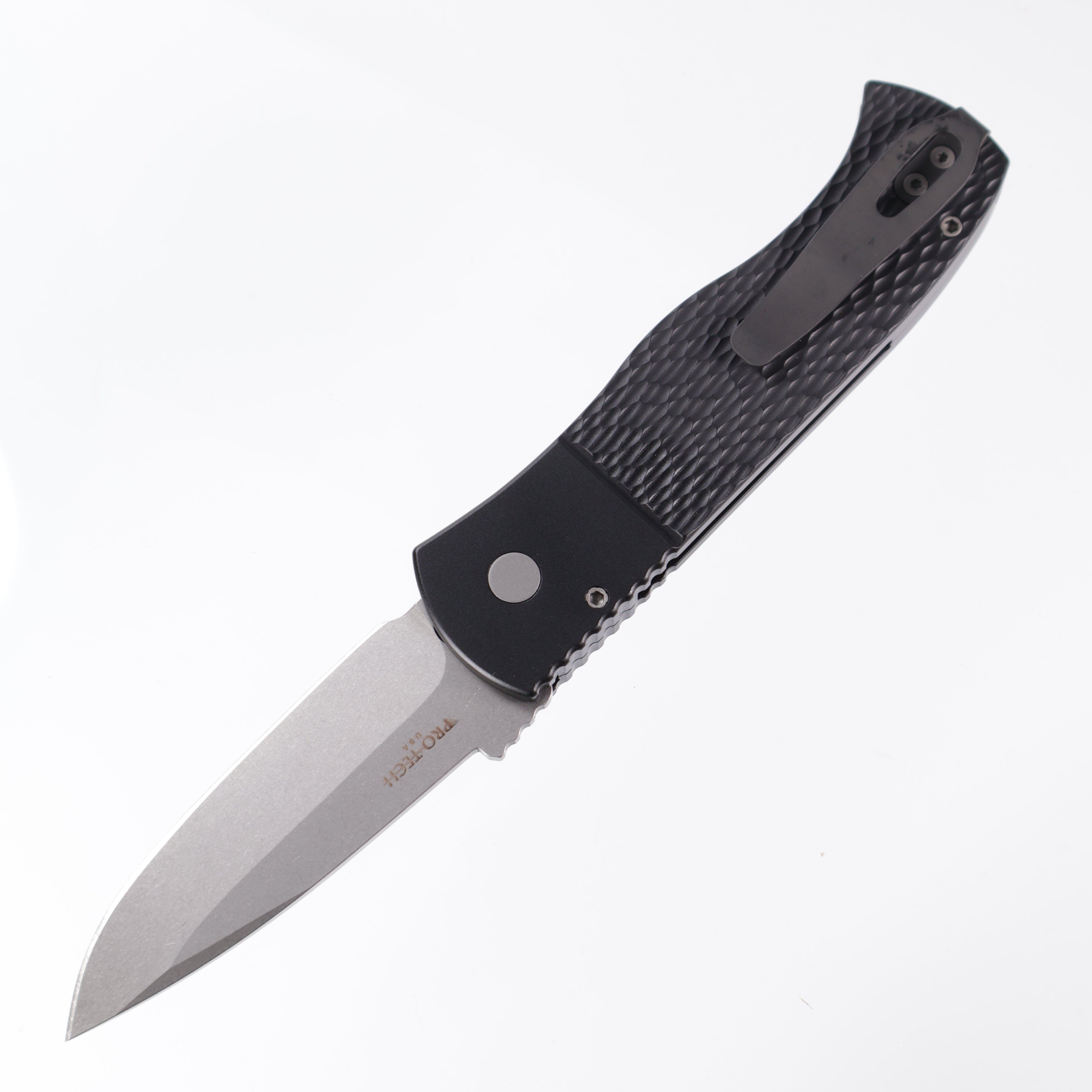 Protech Emerson CQC7 Spear Point E7A05-20CV - Black Handle w/ Jigged Texture - Stonewash 20CV