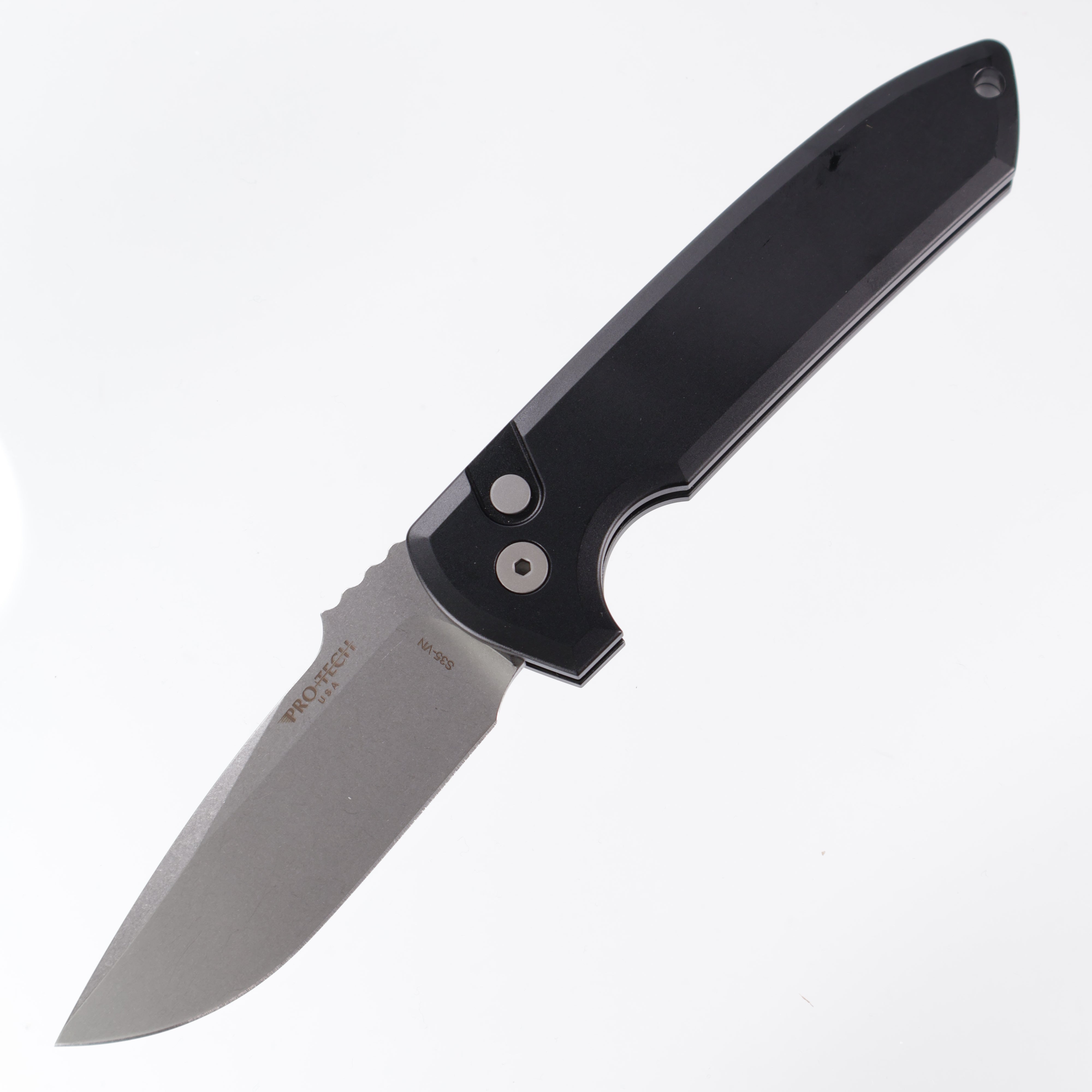 Protech Rockeye LG301 - Black Handle - Stonewash S35VN