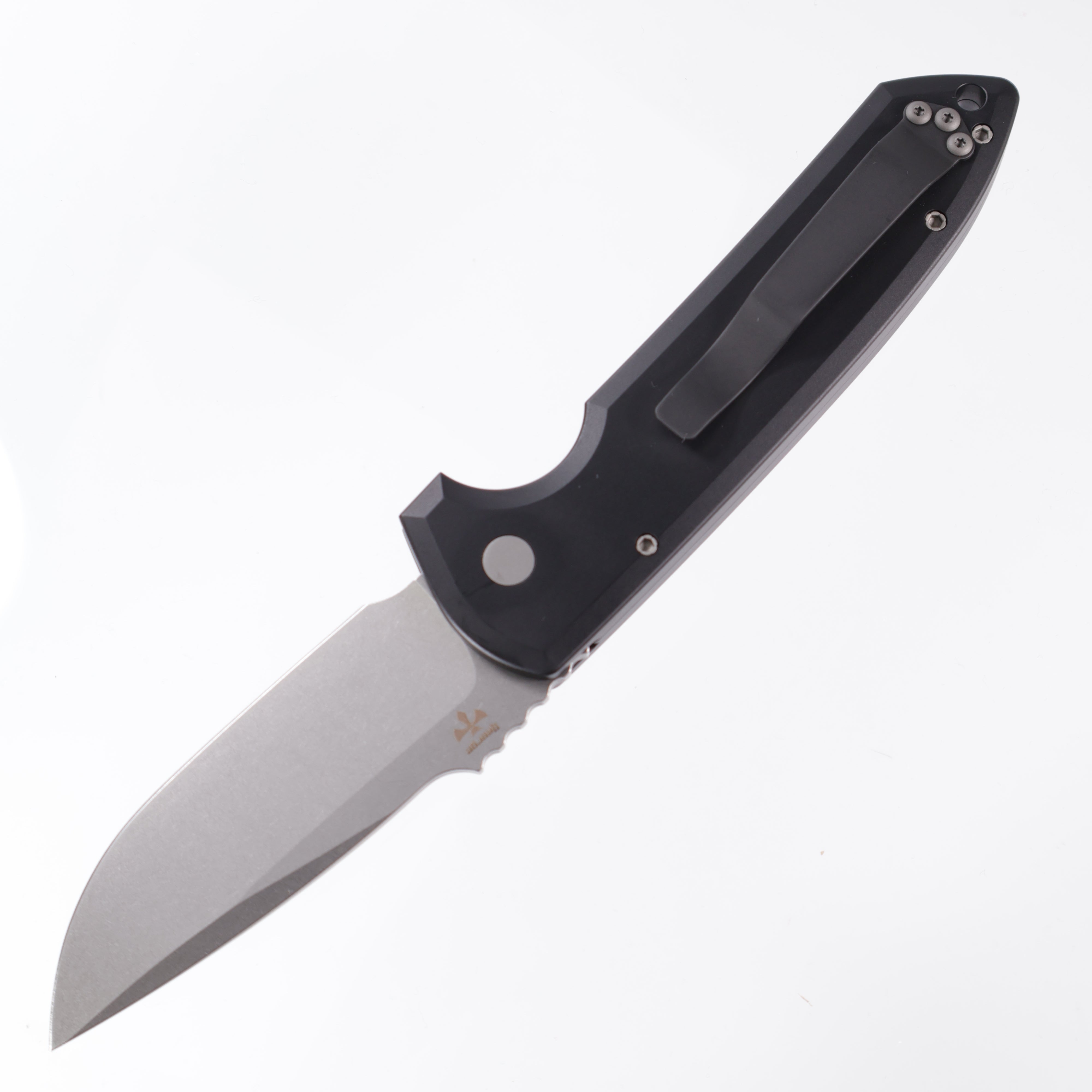 Protech Rockeye LG301 - Black Handle - Stonewash S35VN