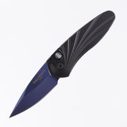 Pro-Tech Sprint - Black Aluminum w/ 3D Wave Milling & Abalone Button - Sapphire S35VN - 2937-SB