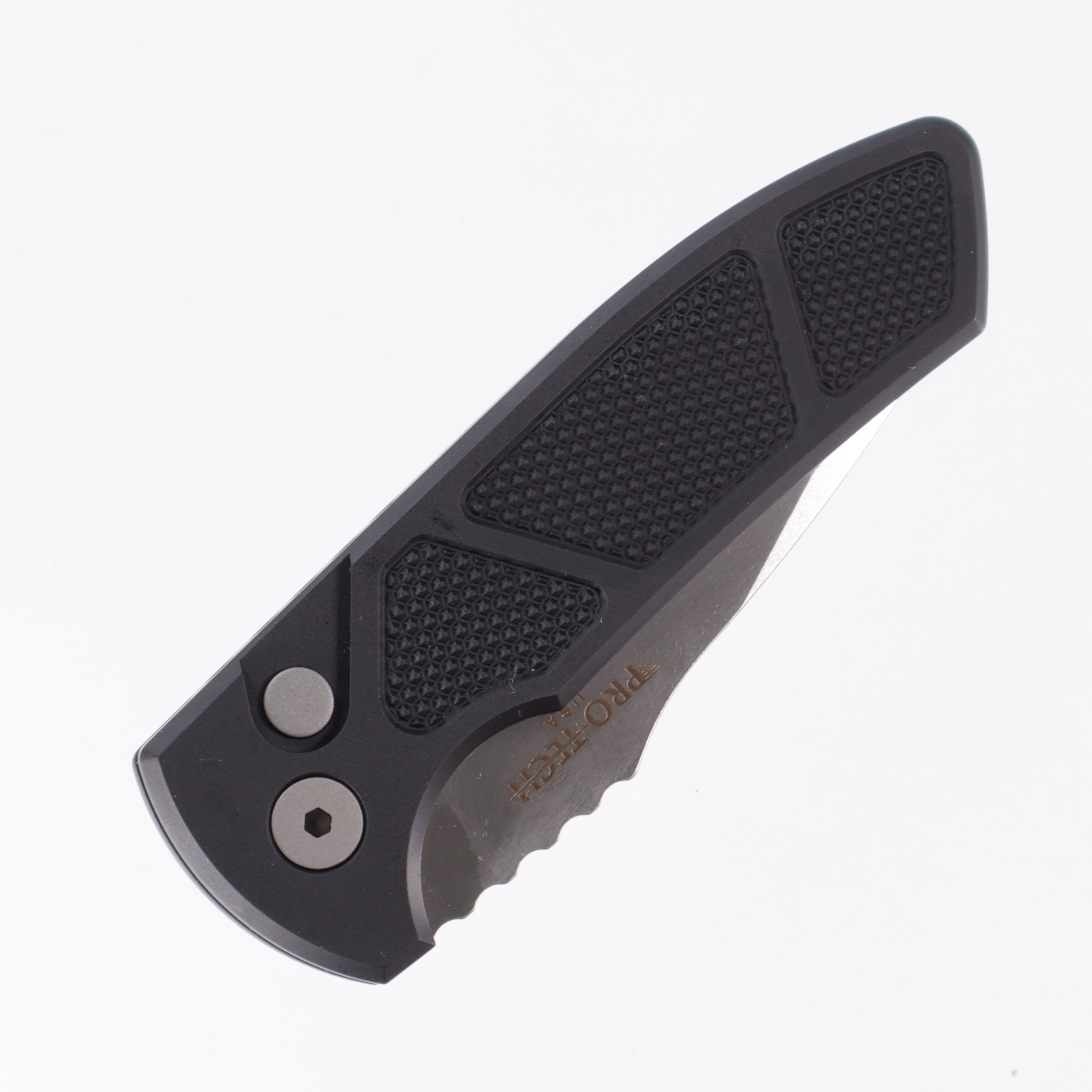 Protech SBR LG405 - Black Handle w/ Knurling - Stonewash S35VN