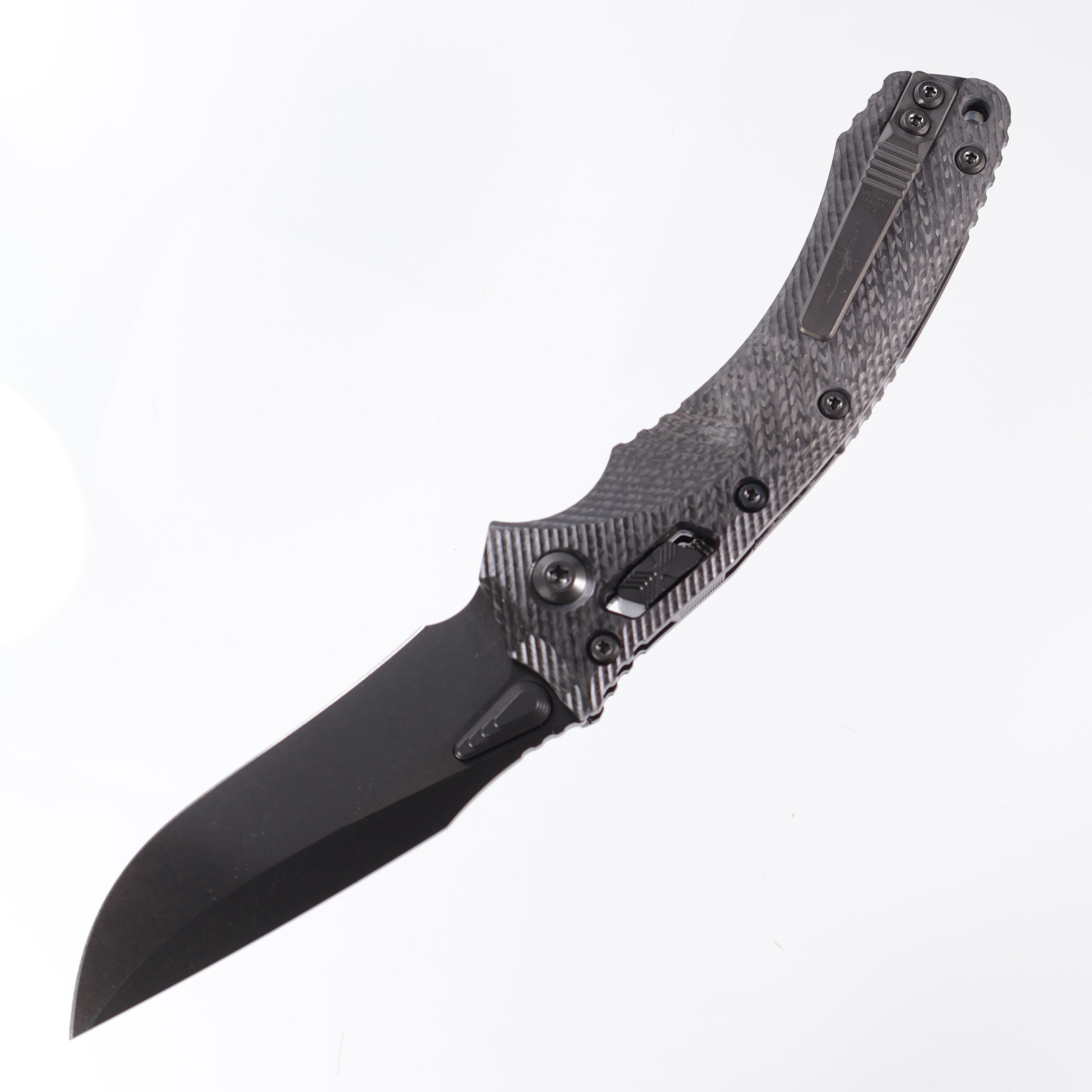 Microtech Amphibian Ram-Lok Manual Knife Fluted Carbon Fiber (3.9" Black DLC)