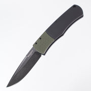 Pro-Tech Whiskers - Black Aluminum w/ Green Textured Bolster - Blackwash 154CM - BR-1.7 LTD-GREEN DLCW