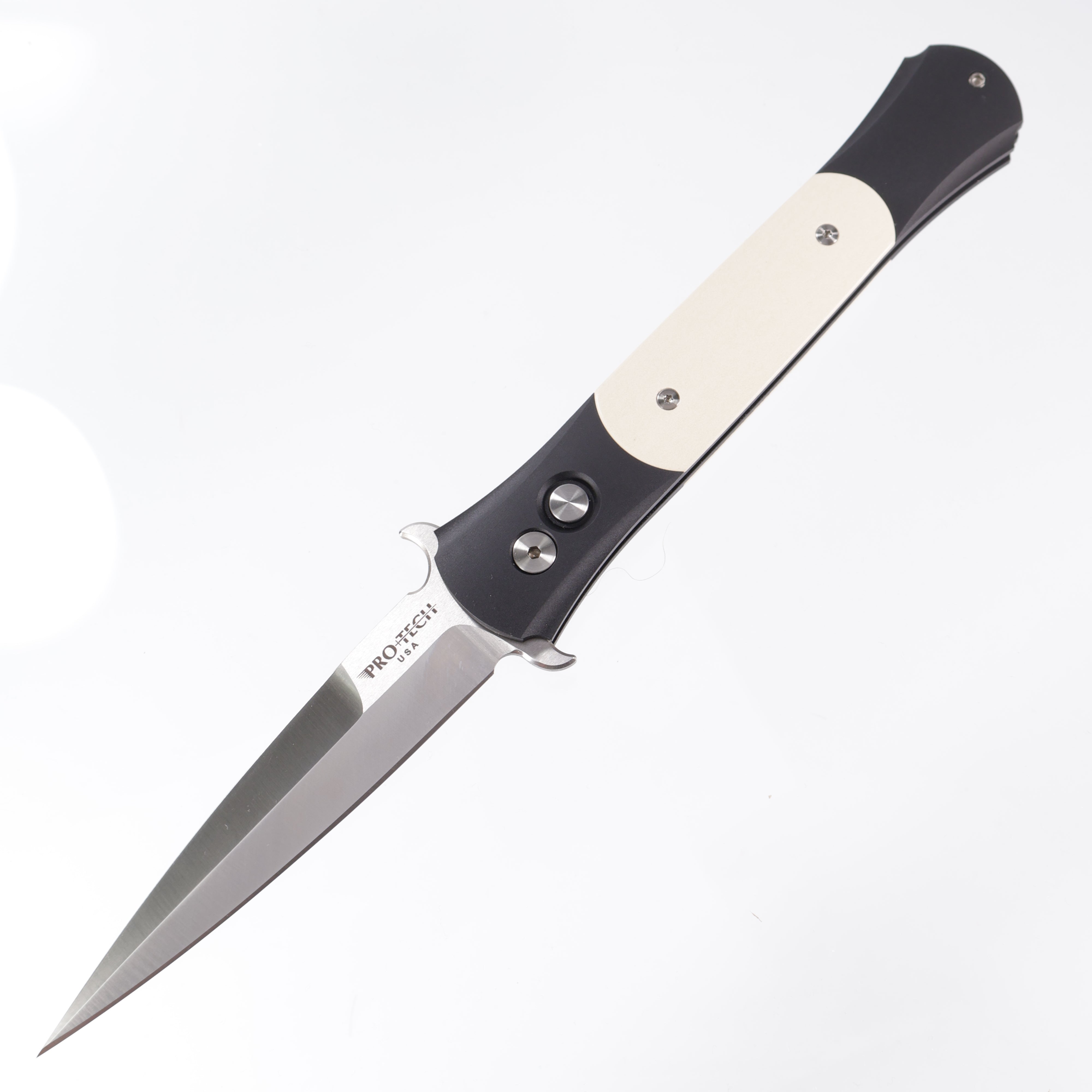 Pro-Tech Large Don Tuxedo - Black Aluminum w/ Ivory Micarta Inlays - Satin 154CM - 1951