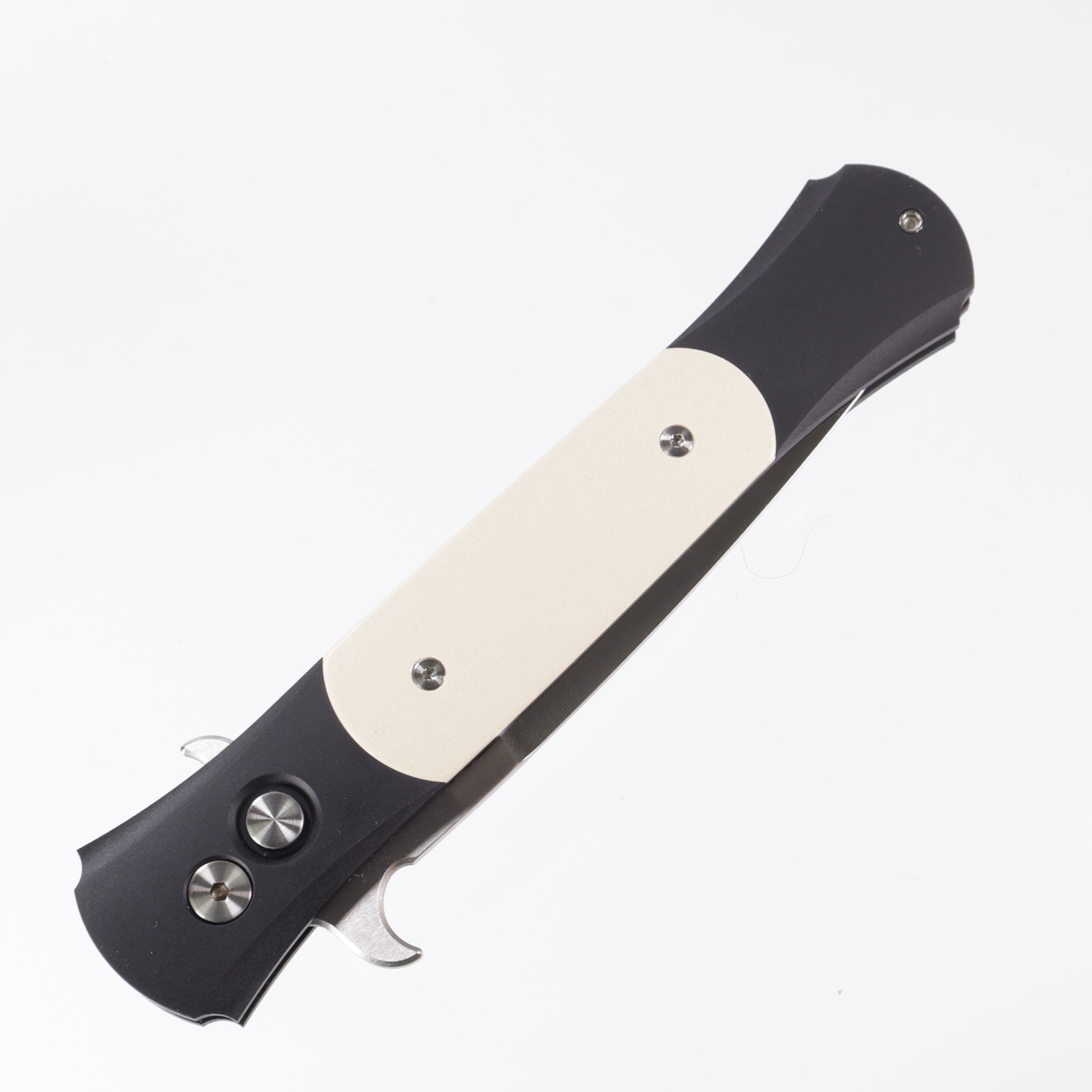Pro-Tech Large Don Tuxedo - Black Aluminum w/ Ivory Micarta Inlays - Satin 154CM - 1951