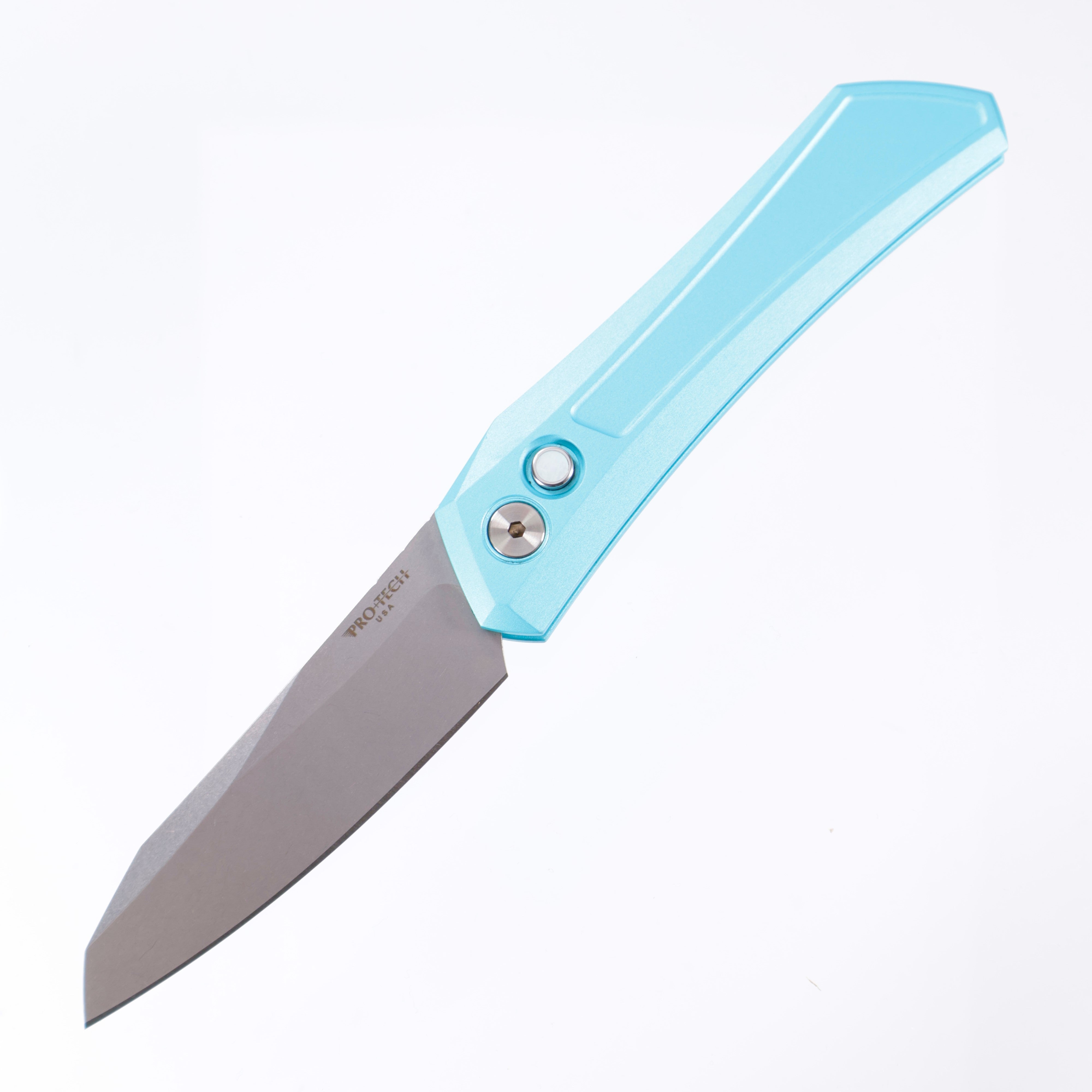 Pro-Tech Oligarch - Tiffany Blue Aluminum w/ Mother of Pearl Button - Stonewash Magnacut - DS101-T.Blue