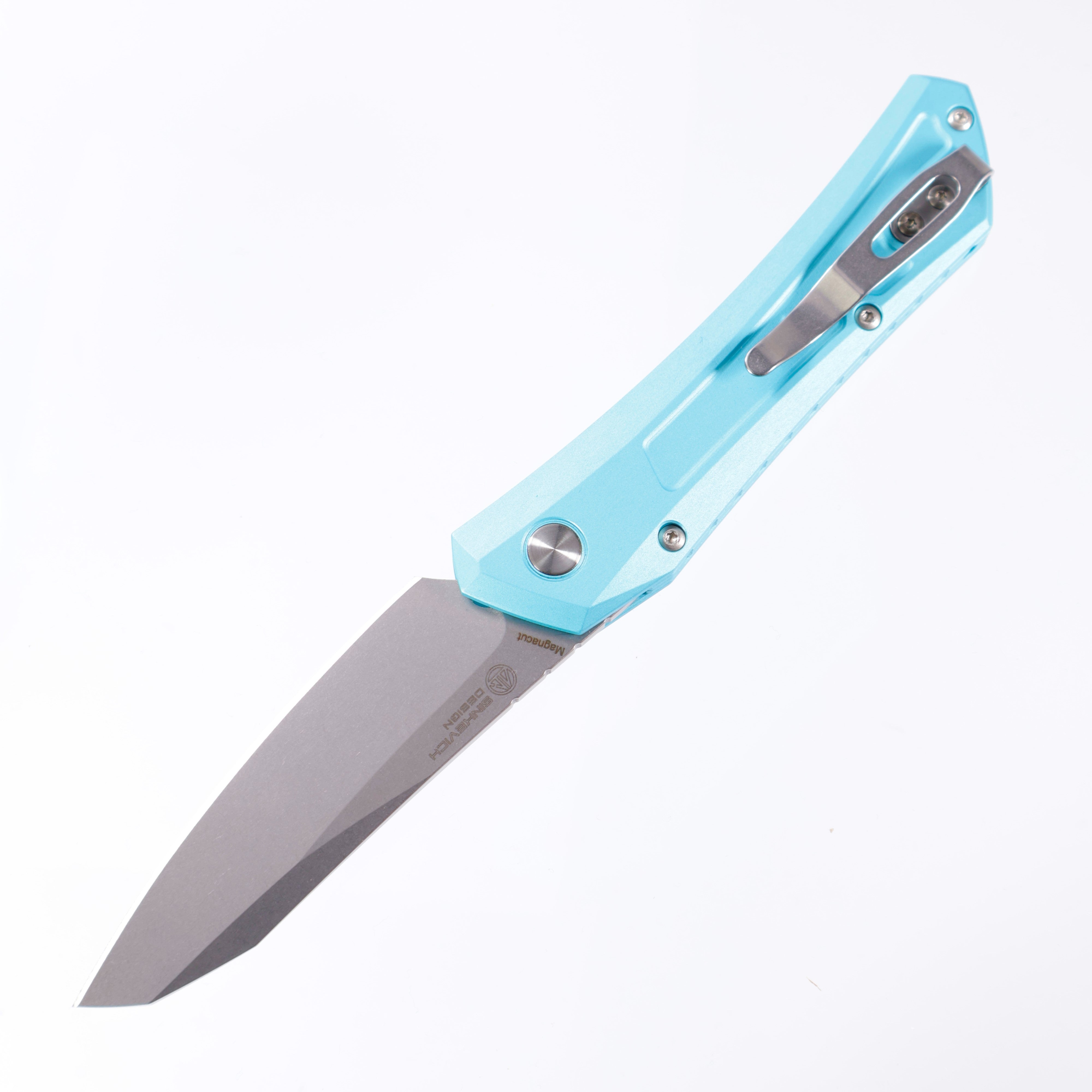 Pro-Tech Oligarch - Tiffany Blue Aluminum w/ Mother of Pearl Button - Stonewash Magnacut - DS101-T.Blue