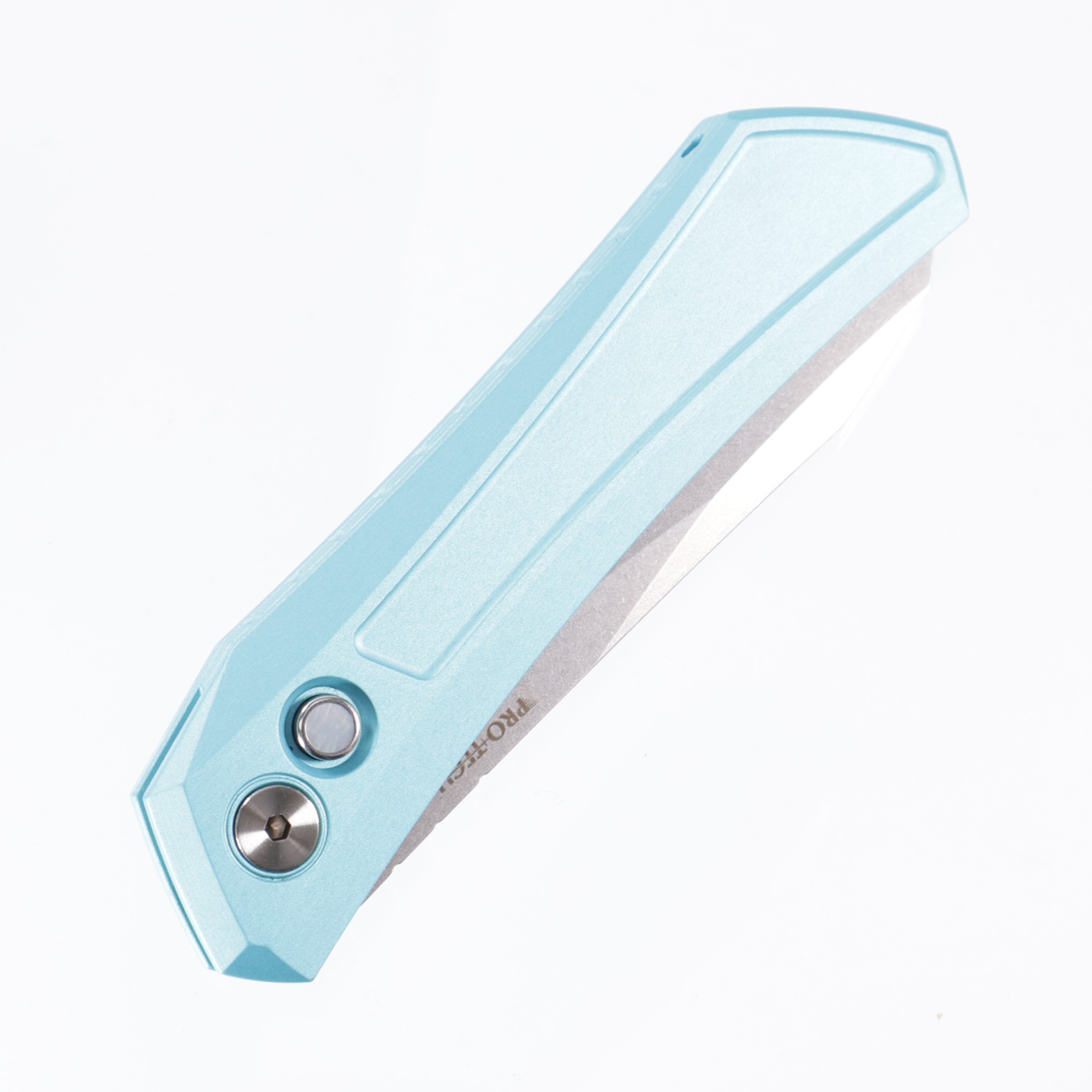 Pro-Tech Oligarch - Tiffany Blue Aluminum w/ Mother of Pearl Button - Stonewash Magnacut - DS101-T.Blue