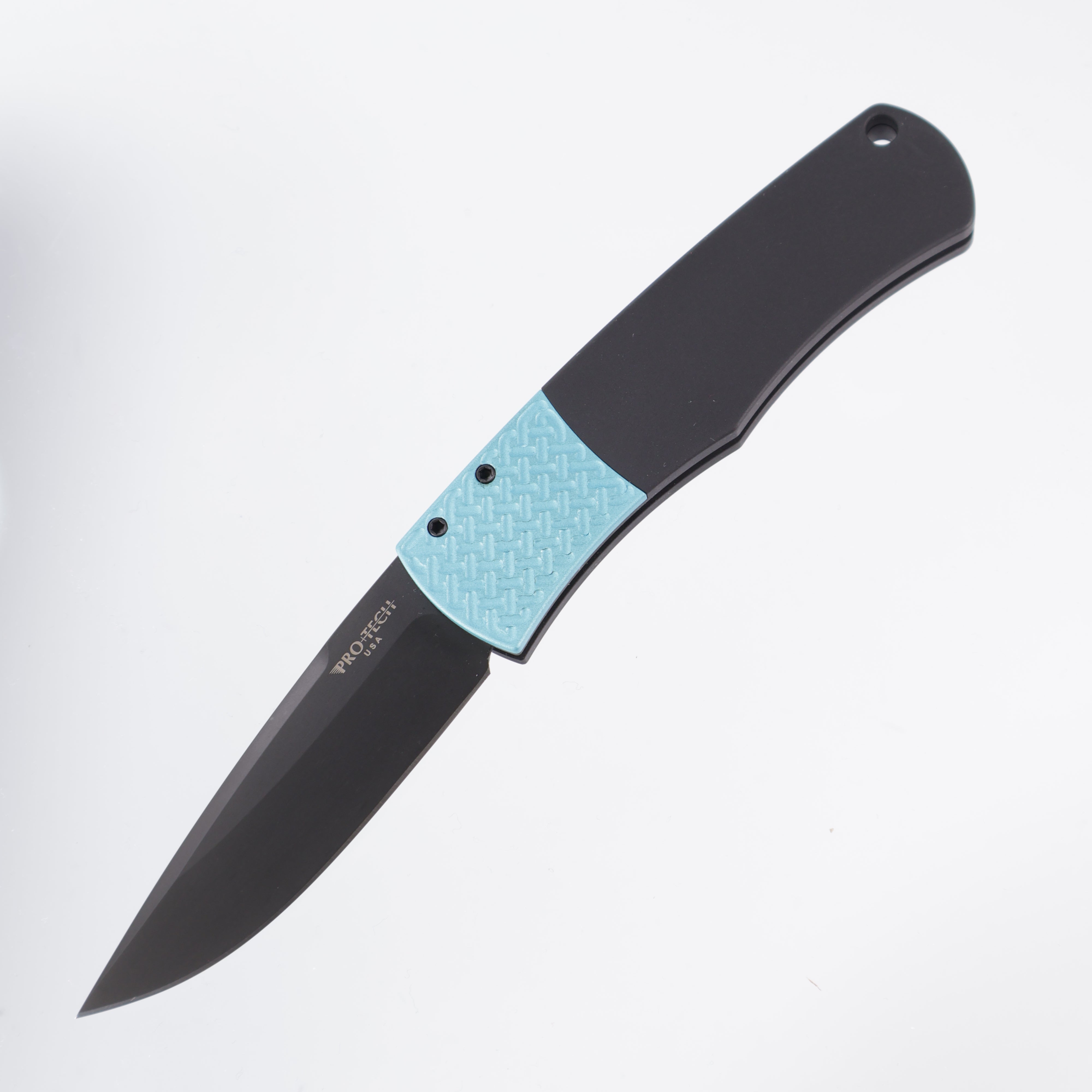 Pro-Tech Whiskers - Black Aluminum w/ Tiffany Blue Textured Bolster - DLC 154CM - BR-1.7 LTD-T.BLUE
