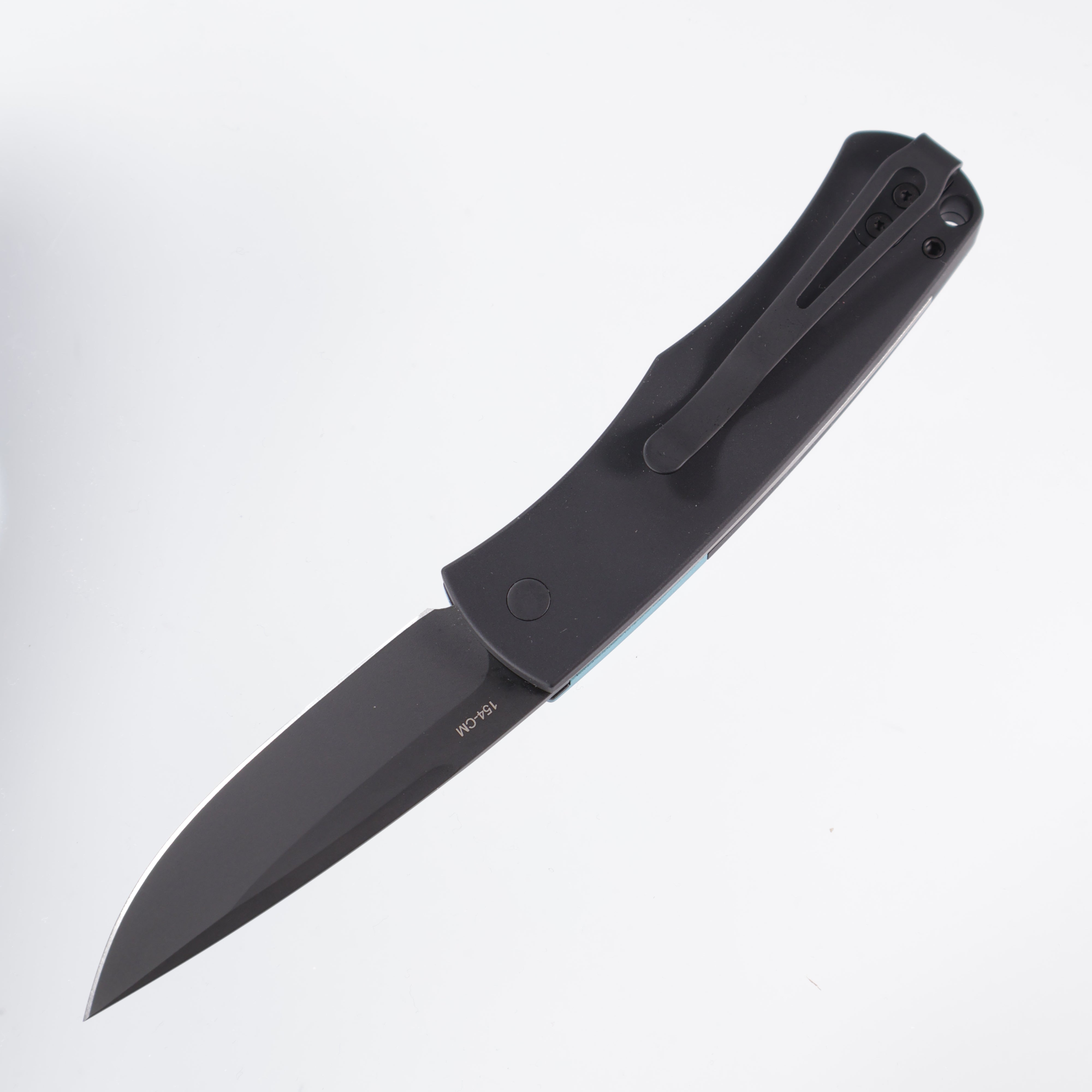 Pro-Tech Whiskers - Black Aluminum w/ Tiffany Blue Textured Bolster - DLC 154CM - BR-1.7 LTD-T.BLUE