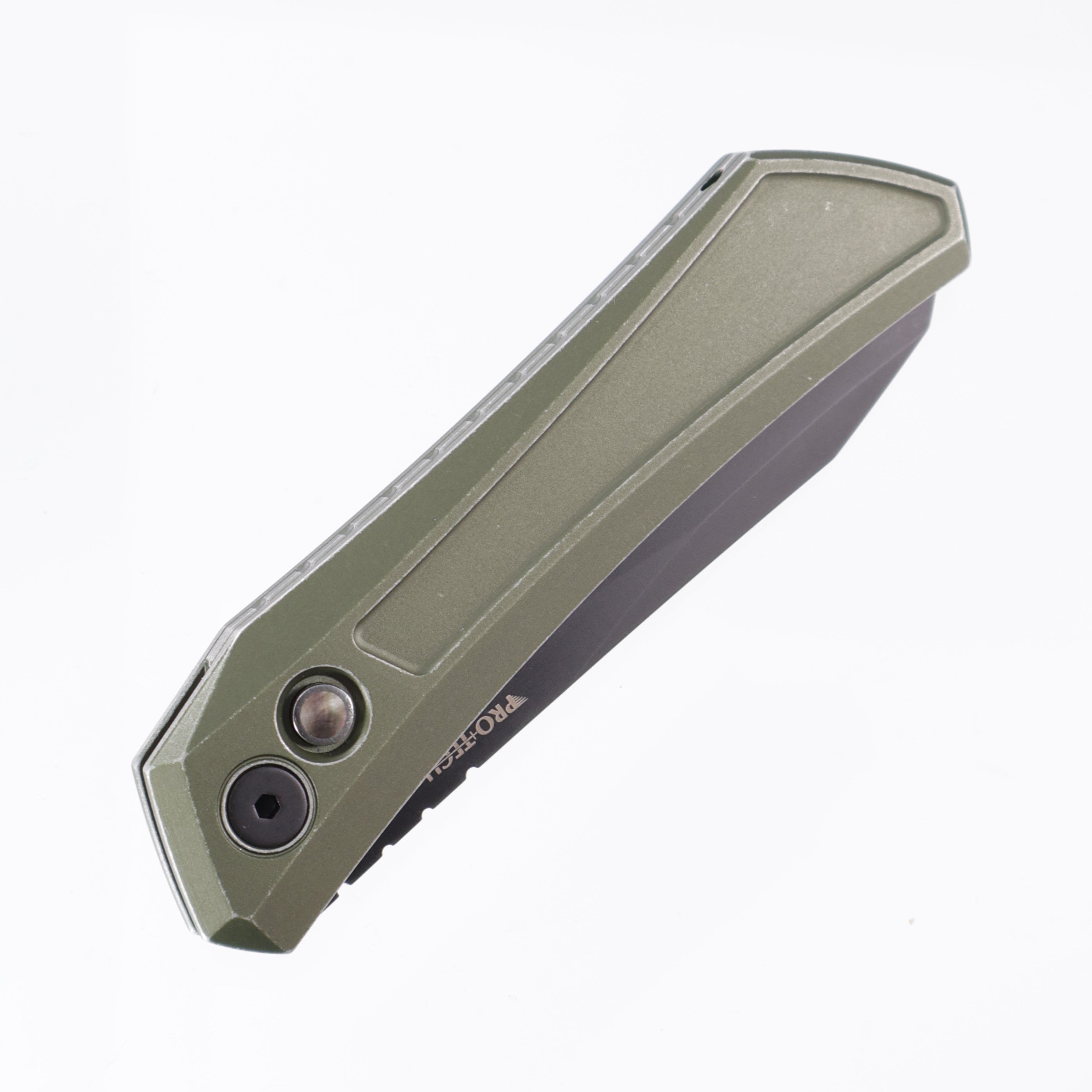 Pro-Tech Oligarch - Green Battleworn Aluminum w/ Black Lip Pearl Button - DLC Magnacut - BSA25.Oligarch.1