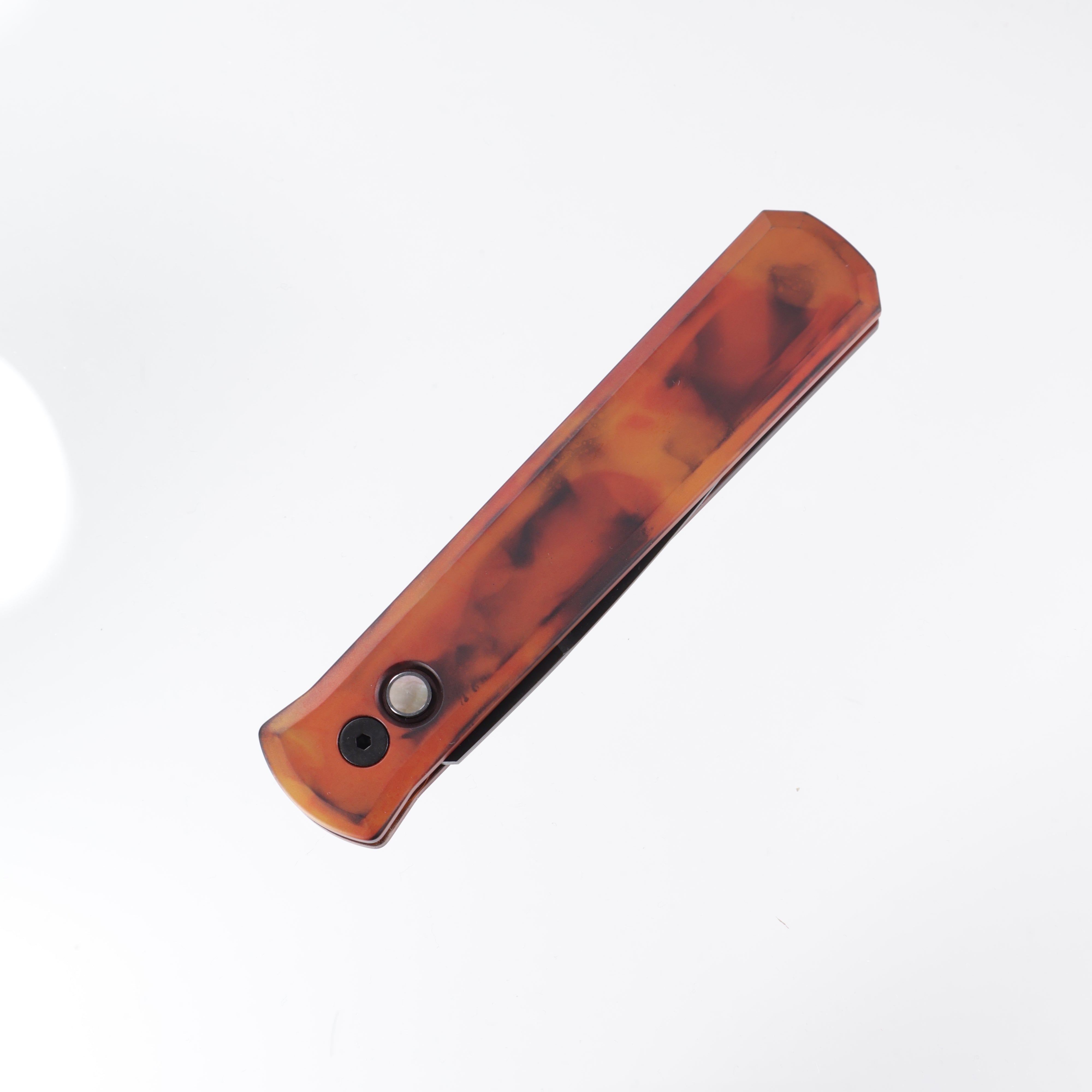 Pro-Tech Godfather - Del Fuego Anodized Aluminum w/ Black Lip Pearl Button - DLC 154CM - 921-DF2