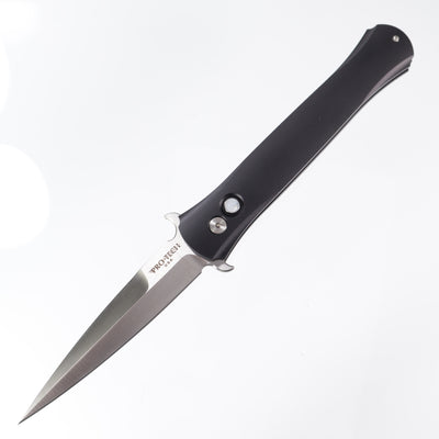 Pro-Tech Large Don - Black Aluminum w/ Mother of Pearl Button - Satin 154CM - 1921-MOP
