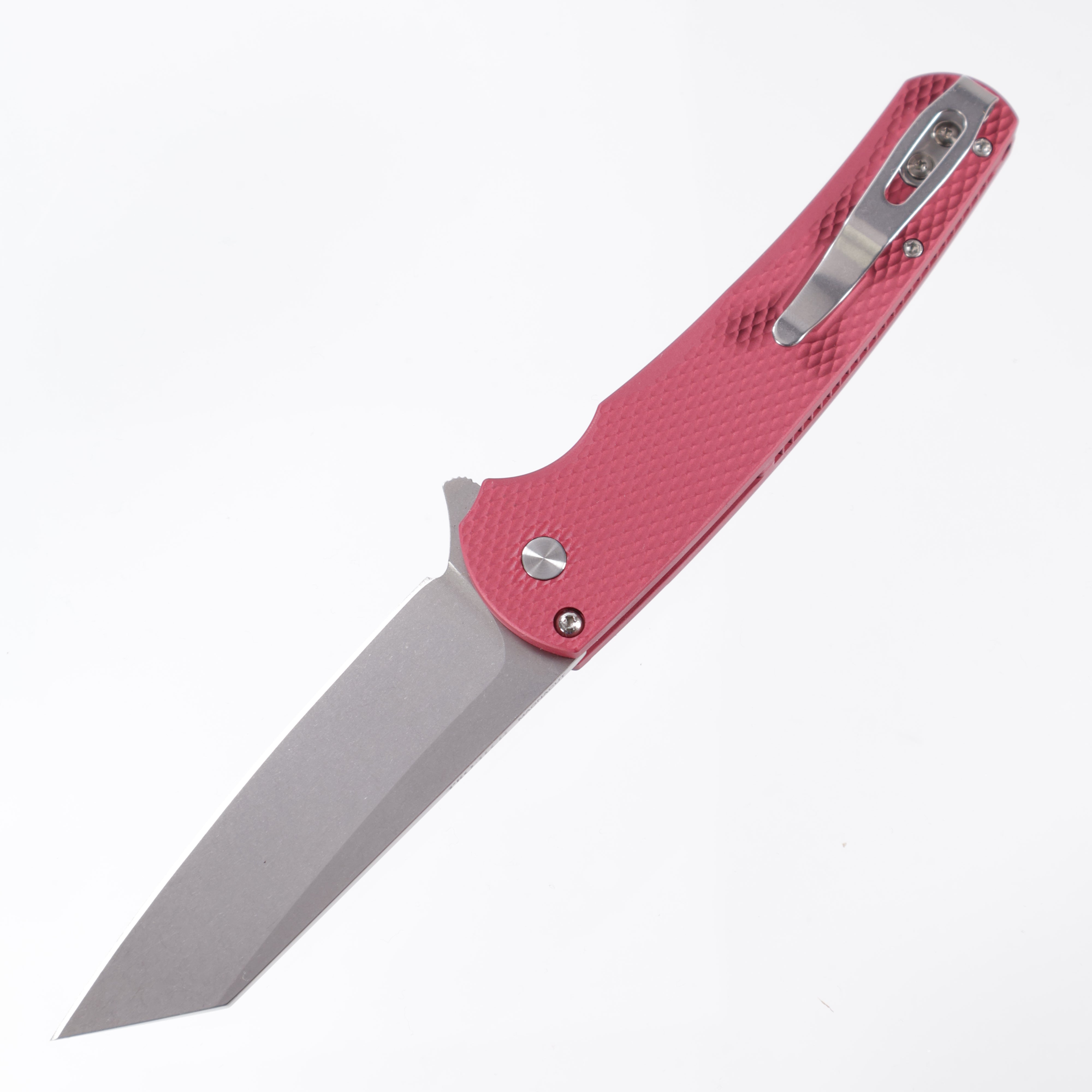 Pro-Tech Malibu - Red Textured Handle w/ Gold Lip Pearl Button - Stonewash Magnacut - 5405 LTD-RED