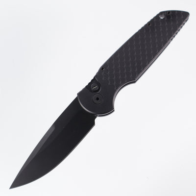 Pro-Tech TR-3 X1 OPERATOR Auto - Black Aluminum w/ Fishscale Texture & Tritium Button - Sterile DLC 154CM