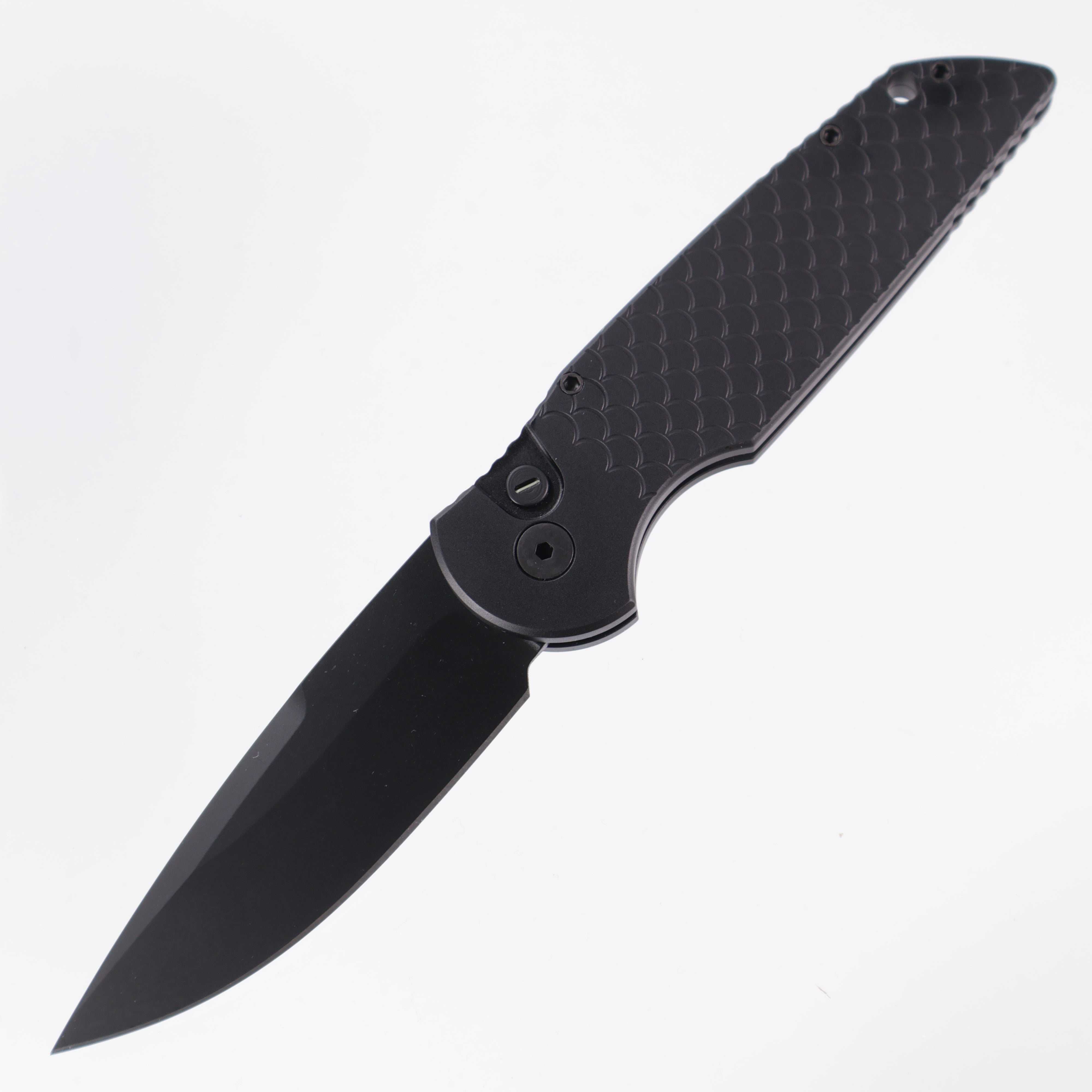 Pro-Tech TR-3 X1 OPERATOR Auto - Black Aluminum w/ Fishscale Texture & Tritium Button - Sterile DLC 154CM (TR3)