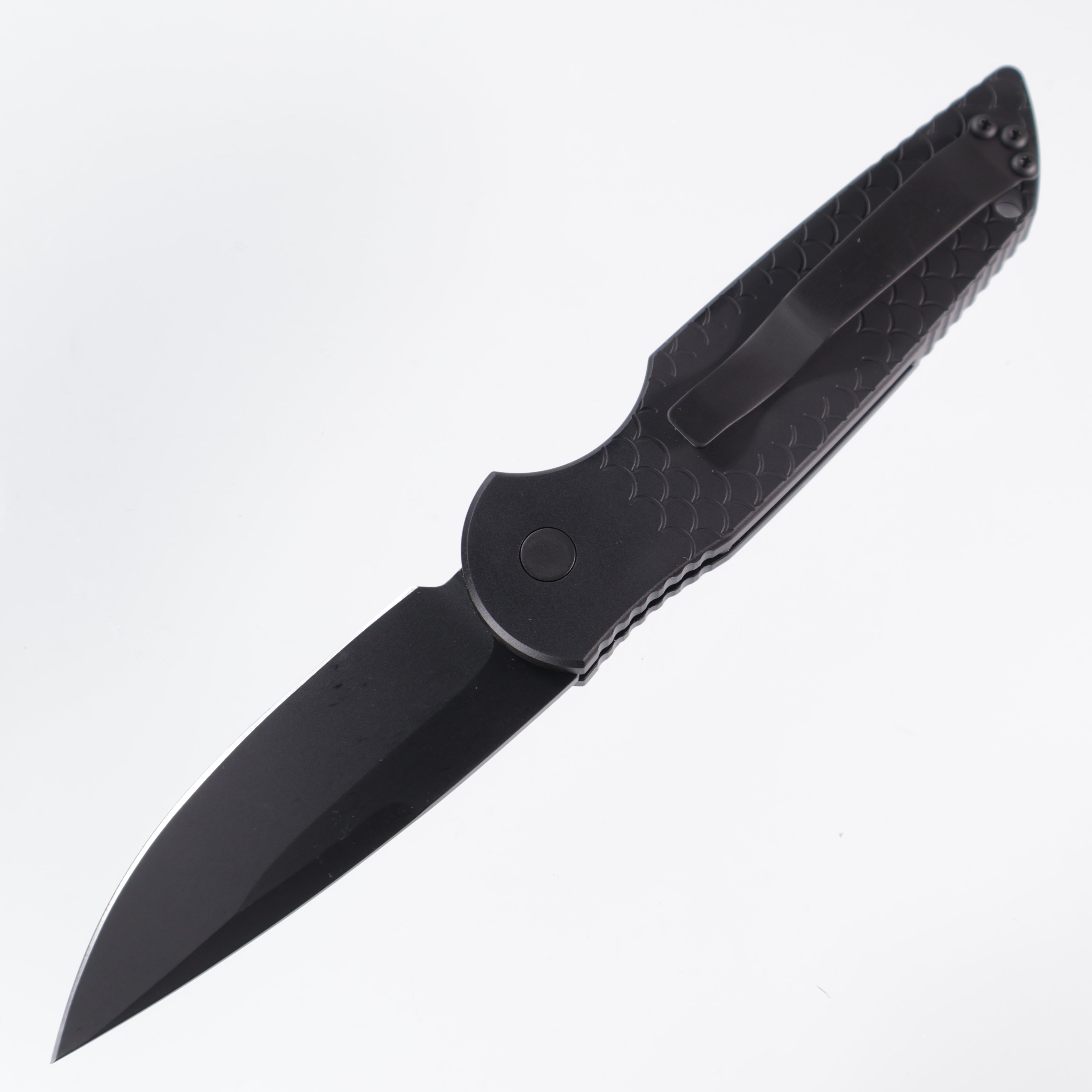 Pro-Tech TR-3 X1 OPERATOR Auto - Black Aluminum w/ Fishscale Texture & Tritium Button - Sterile DLC 154CM (TR3)