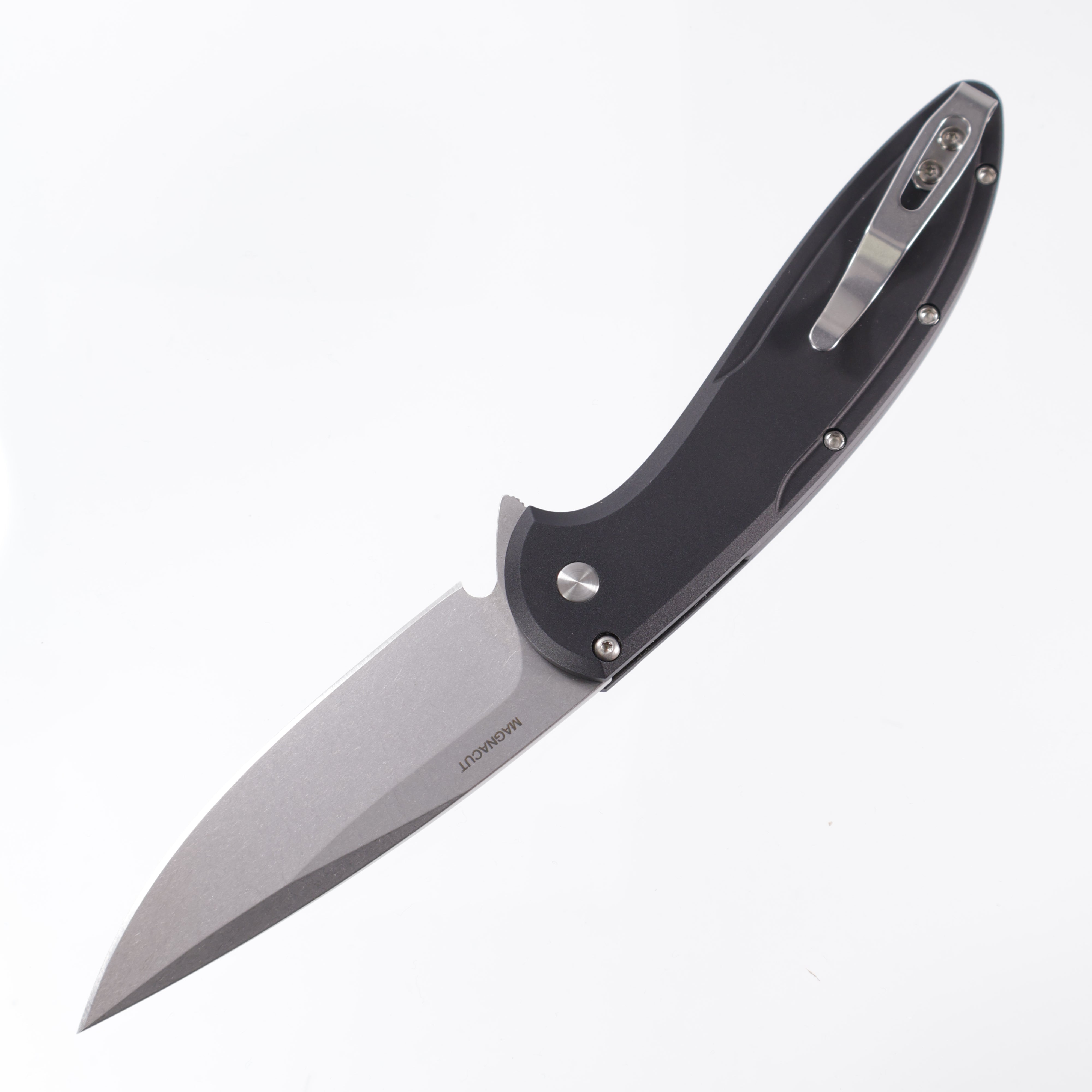 Pro-Tech Cambria 2 - Black Aluminum w/ Red TechnoCarbo Inlay & Black Lip Pearl Button - Stonewash Magnacut - CF2101-LTD TC RED