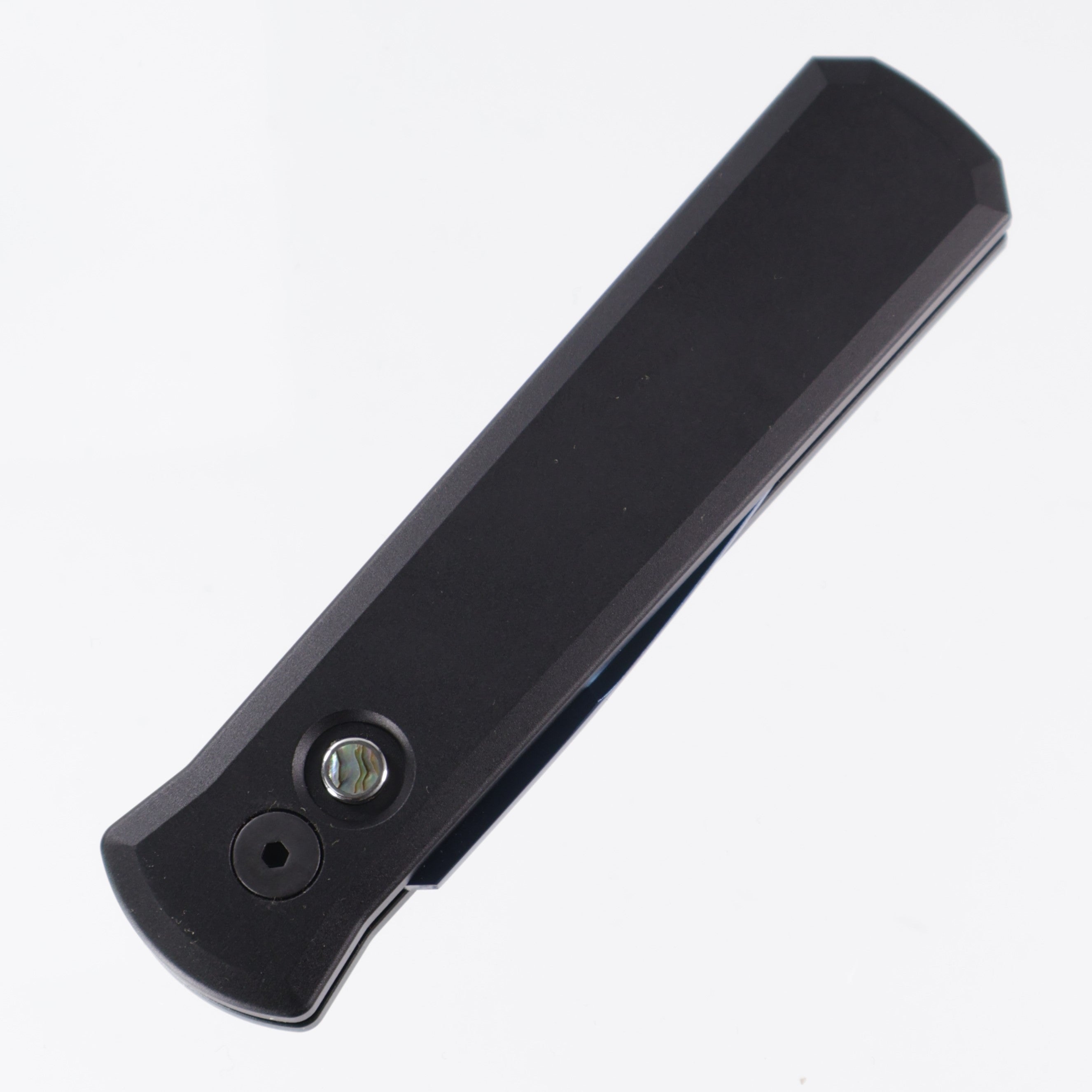 Pro-Tech Godson - Black Aluminum w/ Abalone Button - Sapphire PVD 154-CM - 721-SB