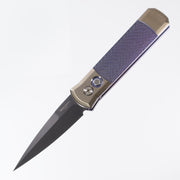 Pro-Tech Godson - Jigged Purple Titanium & Gold Anodized Bolsters - Black Lip Pearl Button - 2025 Godson Custom 003