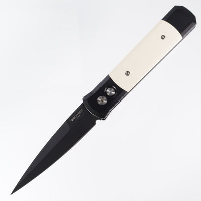 Pro-Tech Godfather - Tuxedo Black Aluminum w/ Micarta Inlays - DLC 154CM - 952