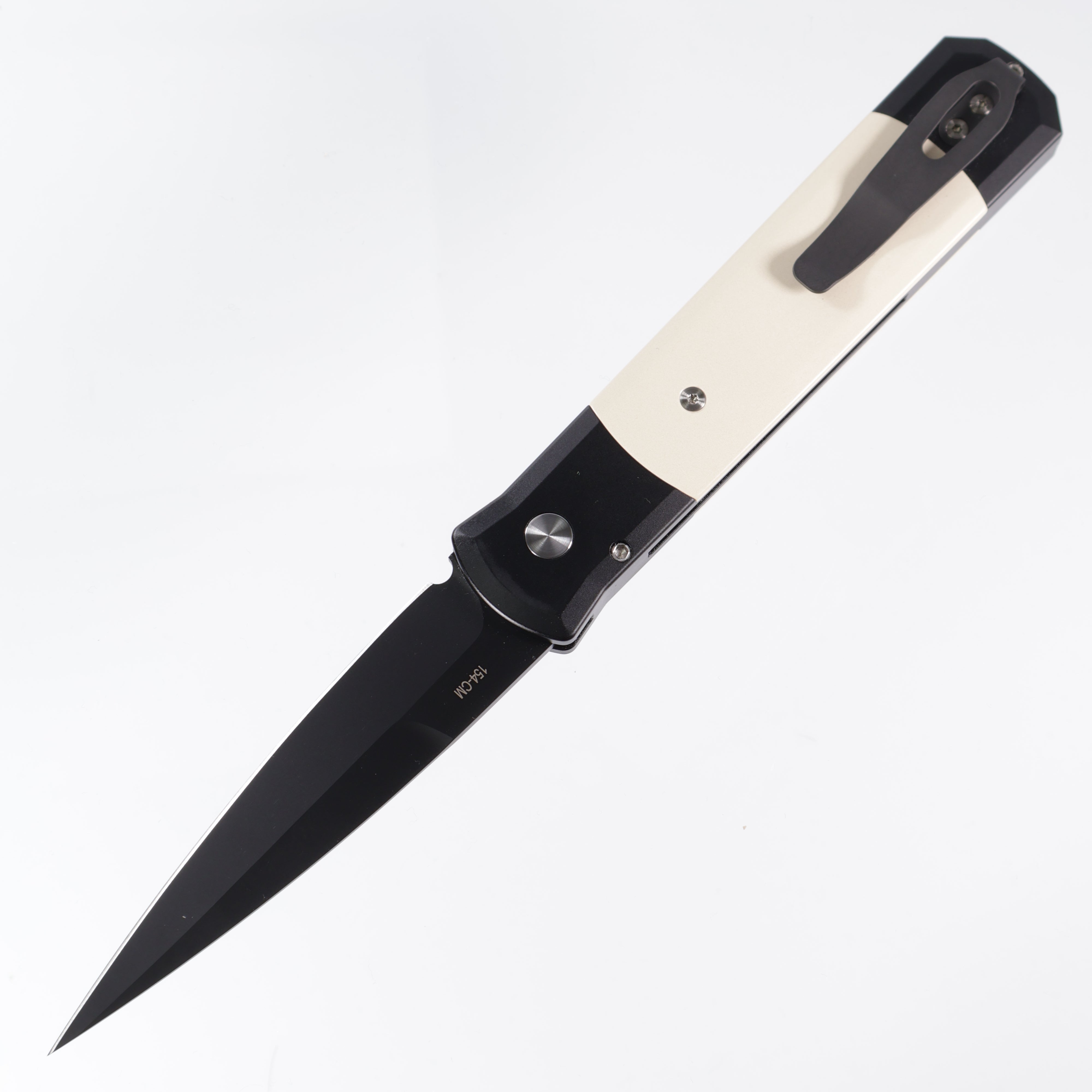 Pro-Tech Godfather - Tuxedo Black Aluminum w/ Micarta Inlays - DLC 154CM - 952