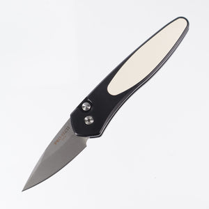 Pro-Tech Half-Breed Tuxedo - Black Aluminum w/ Ivory Micarta Inlay - Stonewash S35VN - Half-Breed Tuxedo 3651