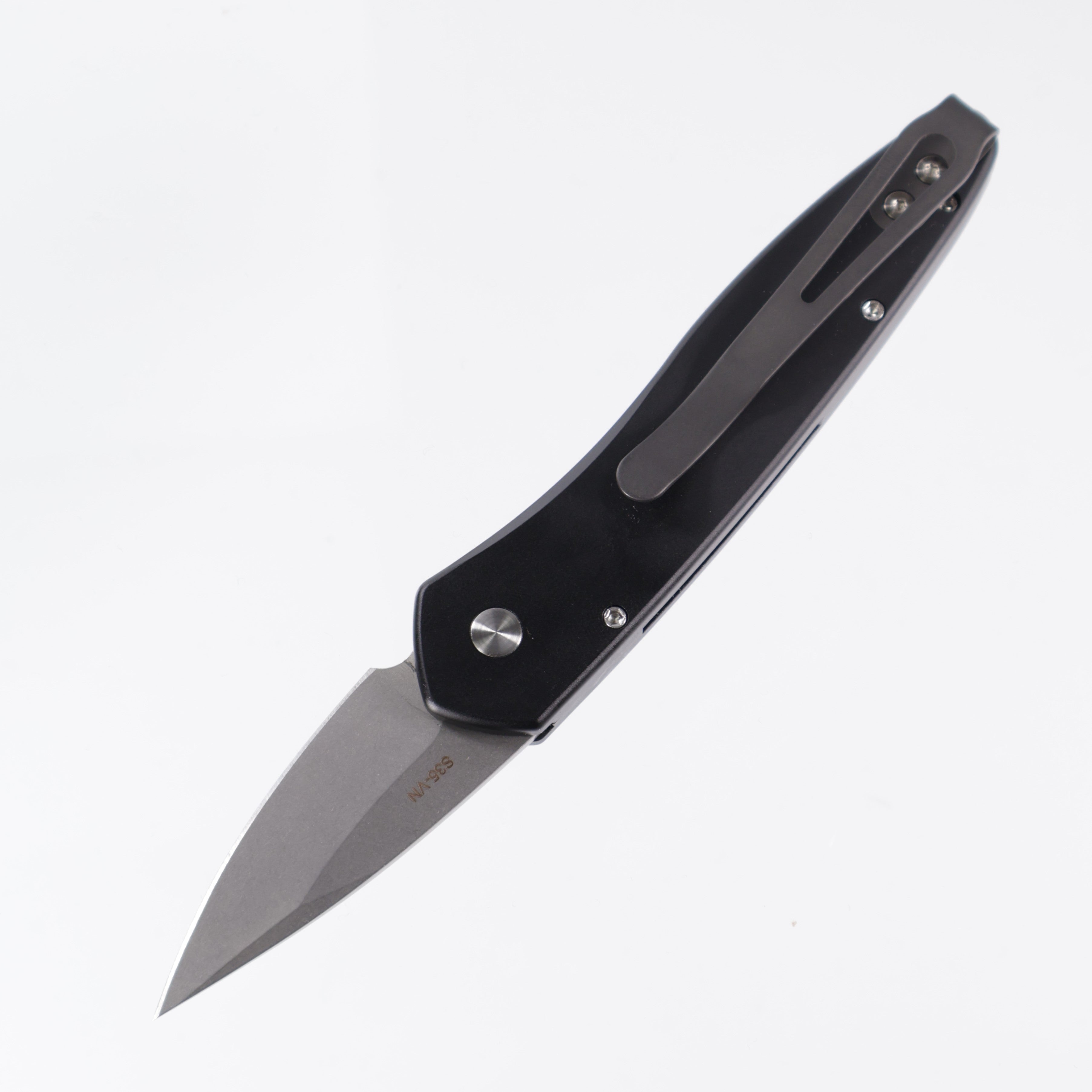 Pro-Tech Half-Breed Tuxedo - Black Aluminum w/ Ivory Micarta Inlay - Stonewash S35VN - Half-Breed Tuxedo 3651
