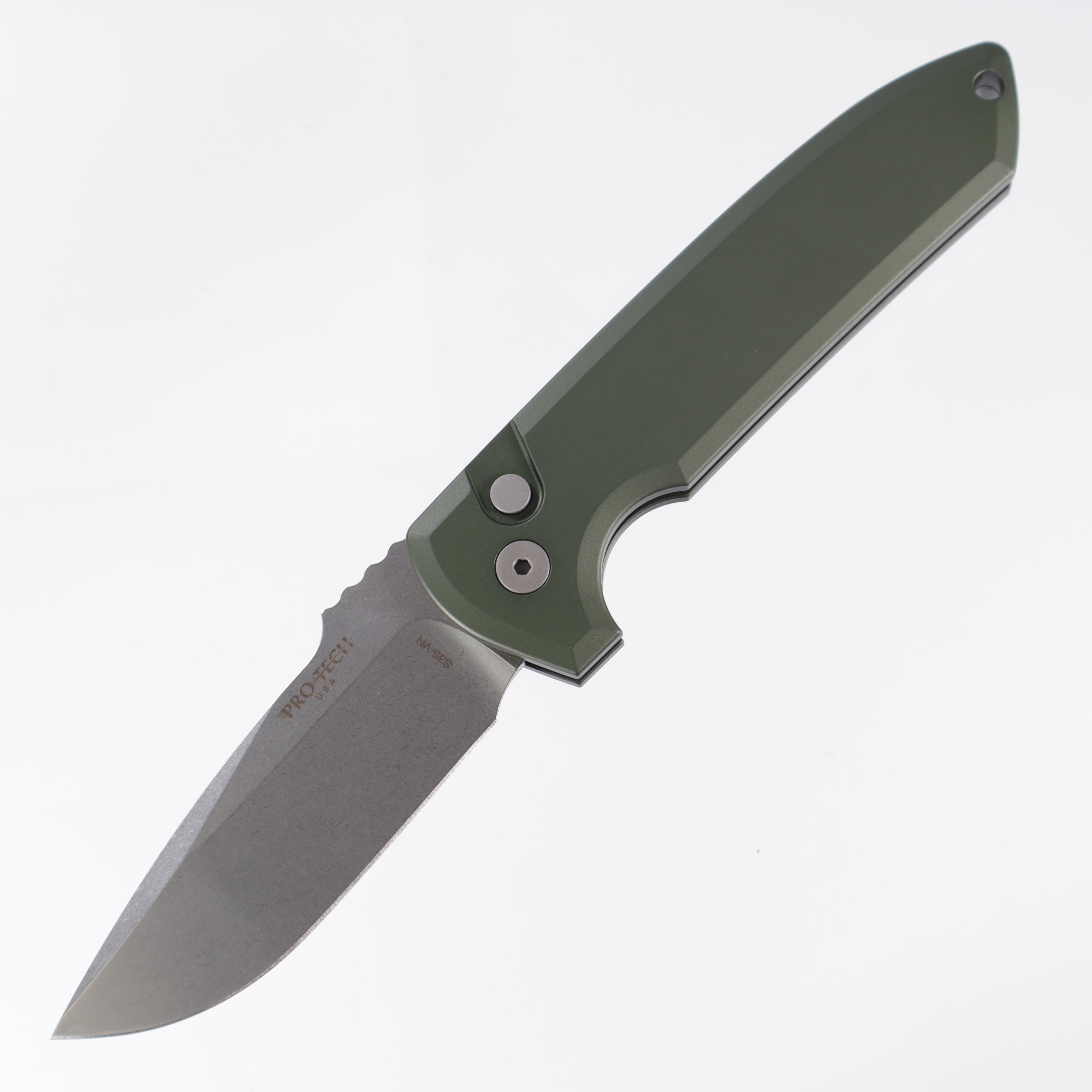 ProTech Les George Rockeye Automatic Knife Green Aluminum (3.4" Stonewash)