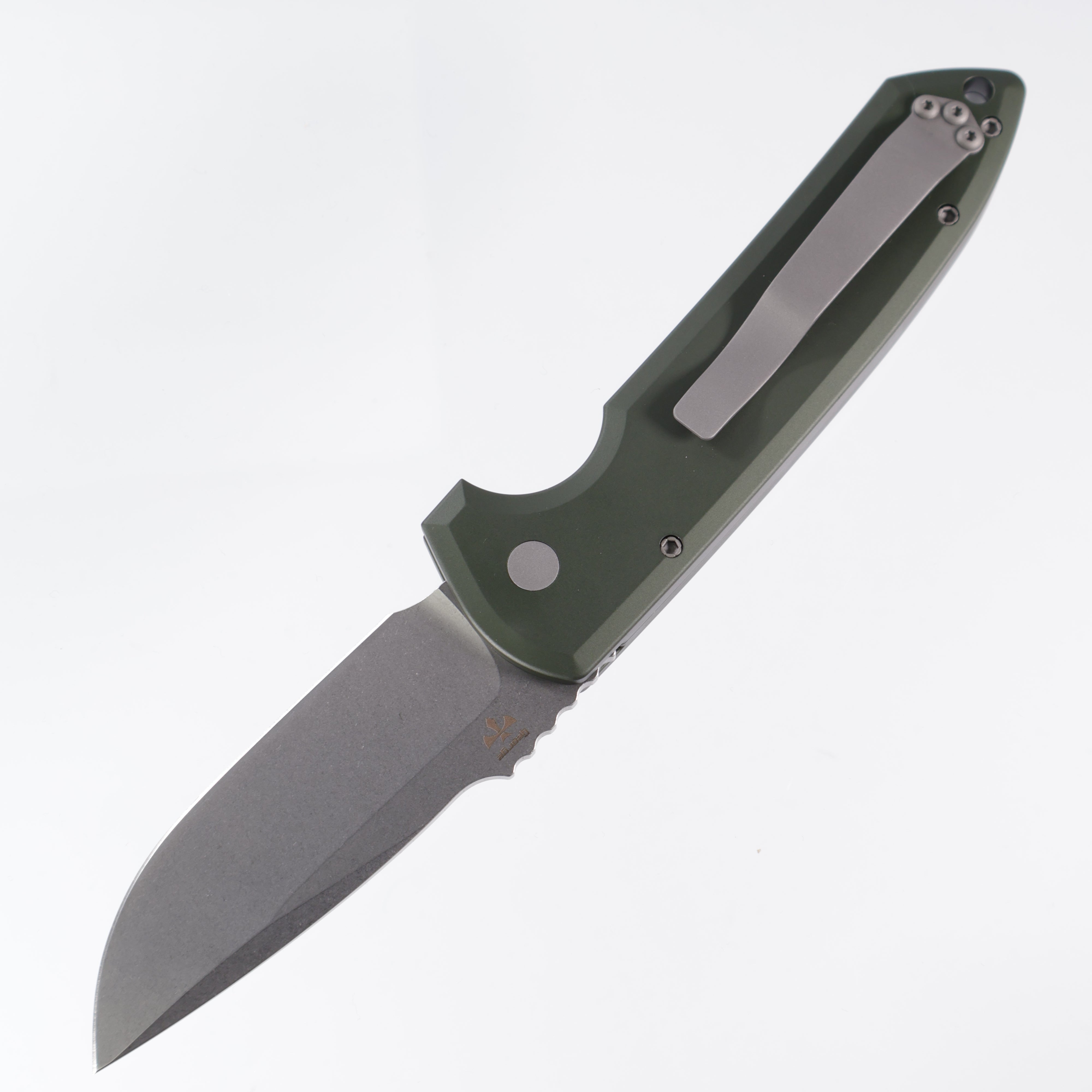 ProTech Les George Rockeye Automatic Knife Green Aluminum (3.4" Stonewash)