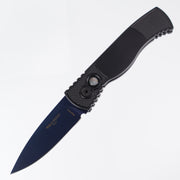 Pro-Tech TR-2 - Black Aluminum w/ Textured Corners - Mother of Pearl Button - Sapphire PVD Magnacut - T203-SB