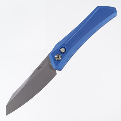 Pro-Tech Oligarch - Blue Aluminum w/ Gold Lip Pearl Button - Stonewash Magnacut - 2024 CCKS FALL DS101-BLUE
