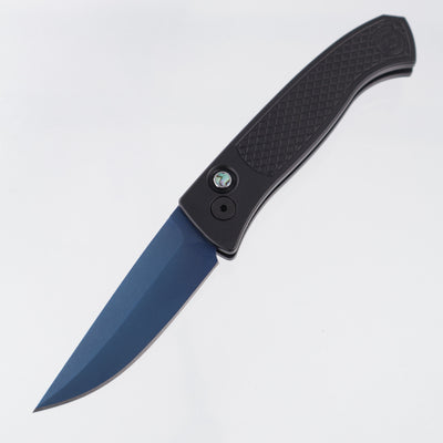 Pro-Tech Brend Classic - Black Diamond Texture Aluminum w/ Abalone Button - Sapphire PVD Magnacut - WB1106-SB