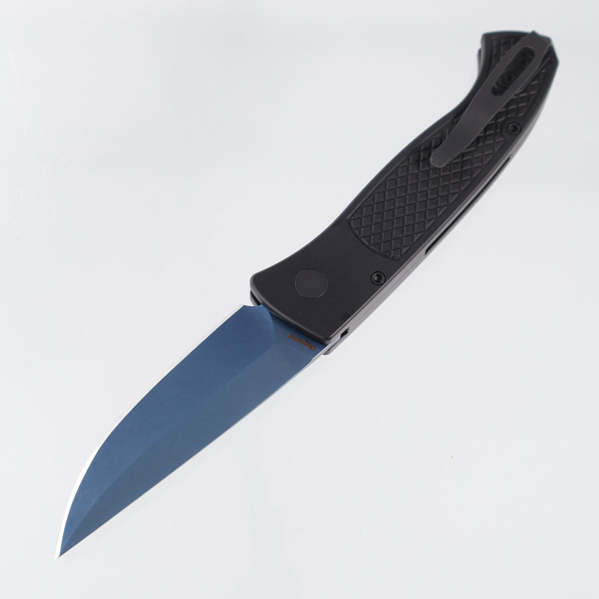 Pro-Tech Brend Classic - Black Diamond Texture Aluminum w/ Abalone Button - Sapphire PVD Magnacut - WB1106-SB