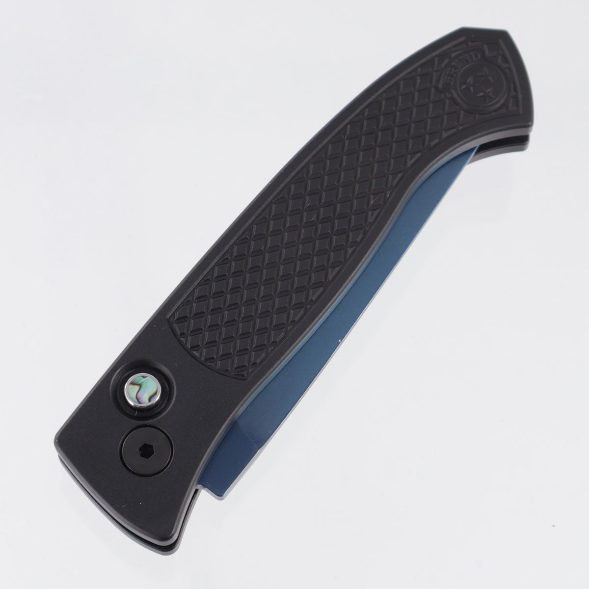 Pro-Tech Brend Classic - Black Diamond Texture Aluminum w/ Abalone Button - Sapphire PVD Magnacut - WB1106-SB