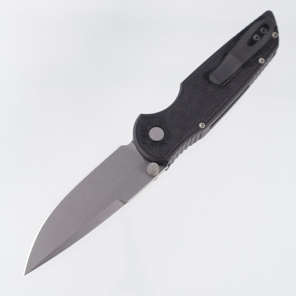 Pro-Tech TR-3 Integrity - Black Topo Texture Aluminum - Stonewash Magnacut - INT1105-TOPO