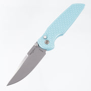 Pro-Tech TR-3 Integrity - Tiffany Blue Relic Texture Aluminum w/ Mother Of Pearl Button - Stonewash Magnacut - BSW26.INT.1