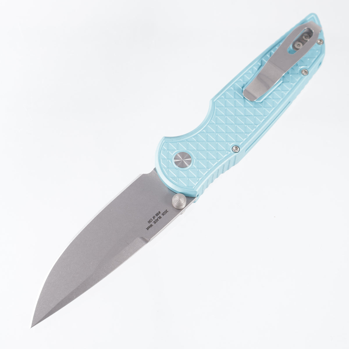 Pro-Tech TR-3 Integrity - Tiffany Blue Relic Texture Aluminum w/ Mother Of Pearl Button - Stonewash Magnacut - BSW26.INT.1