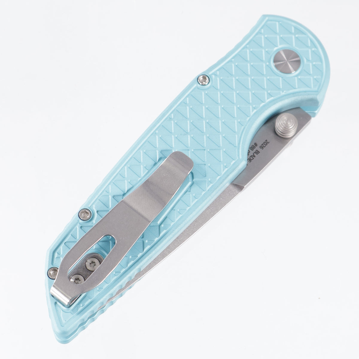 Pro-Tech TR-3 Integrity - Tiffany Blue Relic Texture Aluminum w/ Mother Of Pearl Button - Stonewash Magnacut - BSW26.INT.1