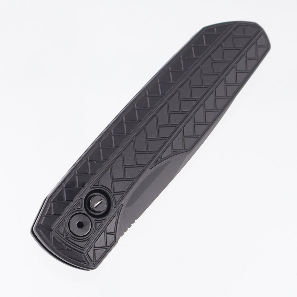 Pro-Tech Vero Synapse 2 Auto Operator - Black Herringbone Texture Aluminum w/ Tritium Button Inlay - Sterile DLC MagnaMax - VERO2106 MM-OP