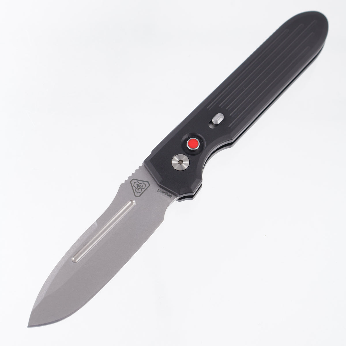 Pro-Tech PDW Invictus Auto - Black Aluminum w/ Steel Safety & Red G10 Button - Stonewash Magnacut - 1804