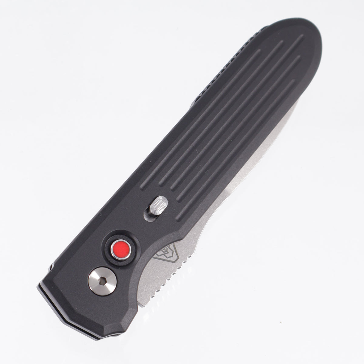 Pro-Tech PDW Invictus Auto - Black Aluminum w/ Steel Safety & Red G10 Button - Stonewash Magnacut - 1804