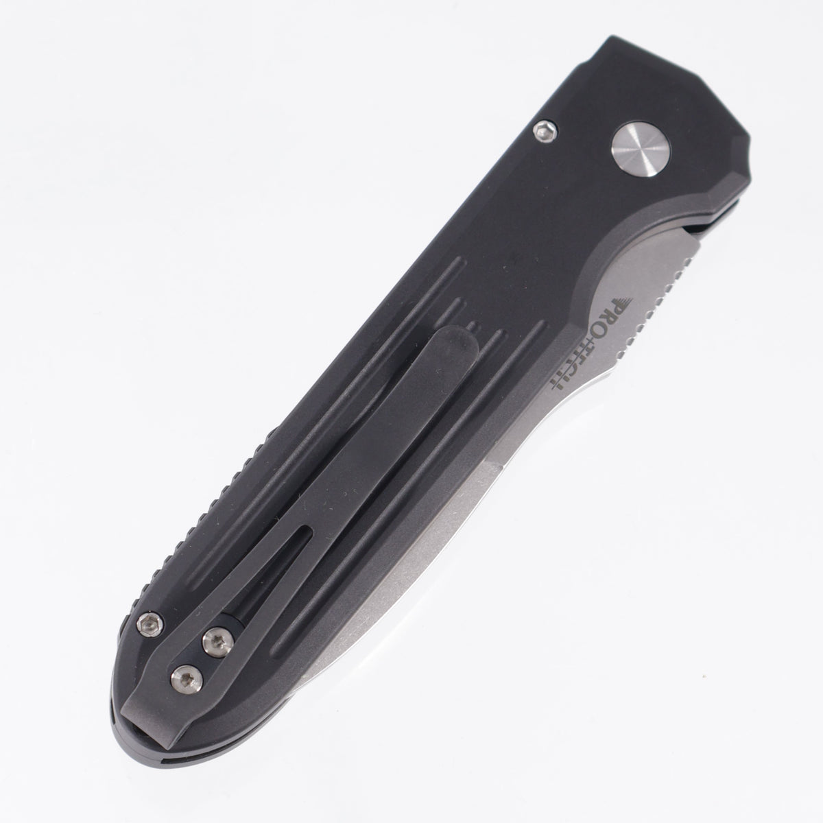Pro-Tech PDW Invictus Auto - Black Aluminum w/ Steel Safety & Red G10 Button - Stonewash Magnacut - 1804